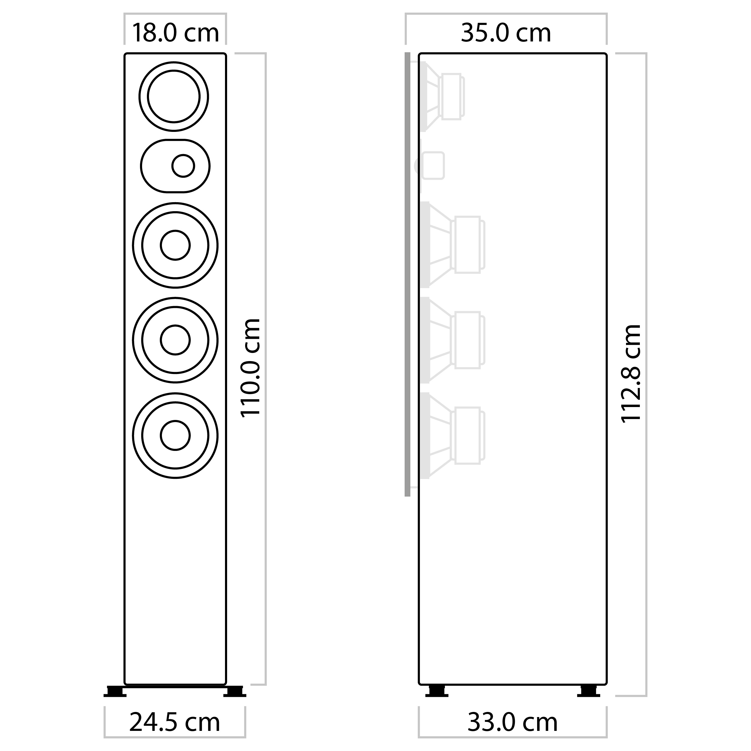 nuLine 284 dimensions Technical drawing of the nuLine 284 with dimensions (24.5 × 112,8 × 33,0 cm)