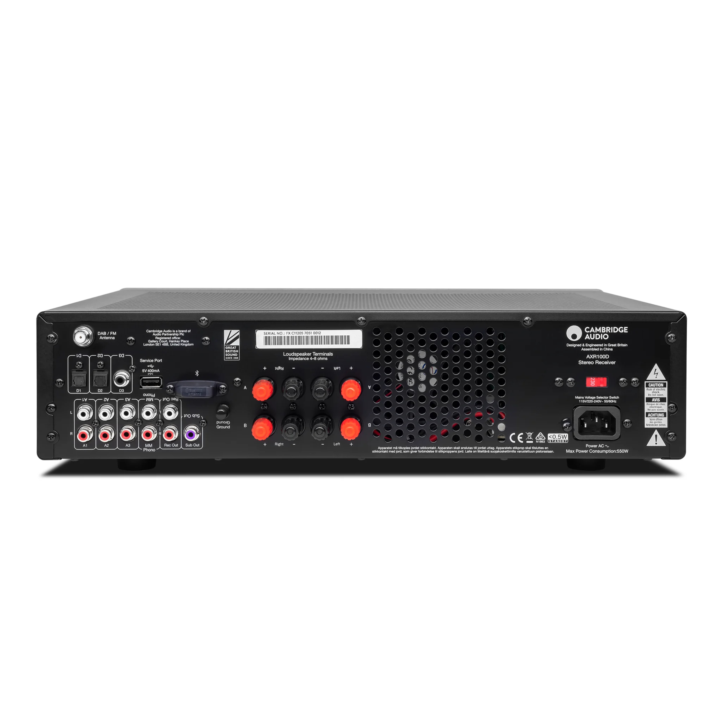 Cambridge Stereo-Receiver AXR100D back Cambridge Stereo-Receiver AXR100D back
