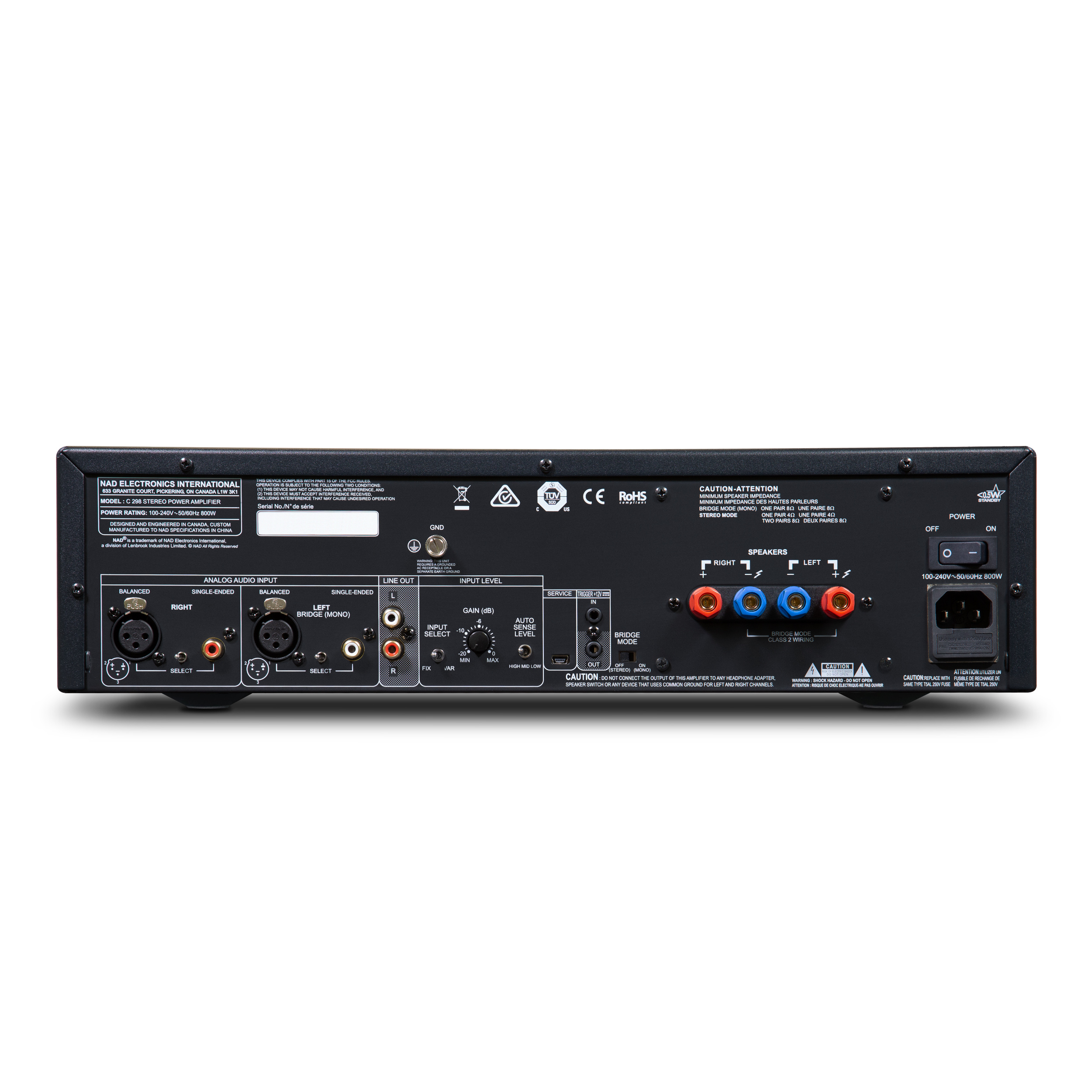 NAD Stereo Endstufe C298 Rückseite NAD Stereo Endstufe C298 Rückseite