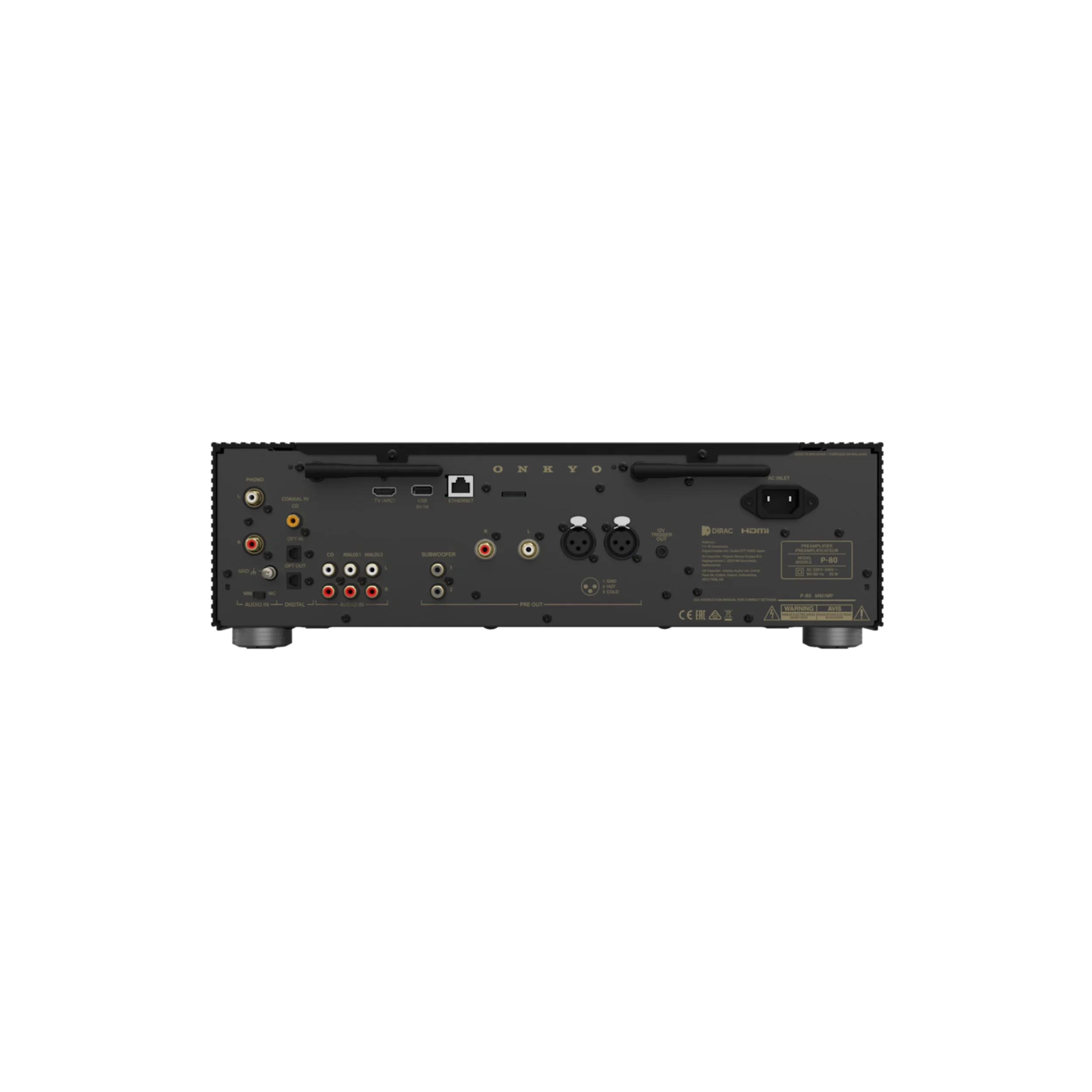 Onkyo P-80 rear panel
