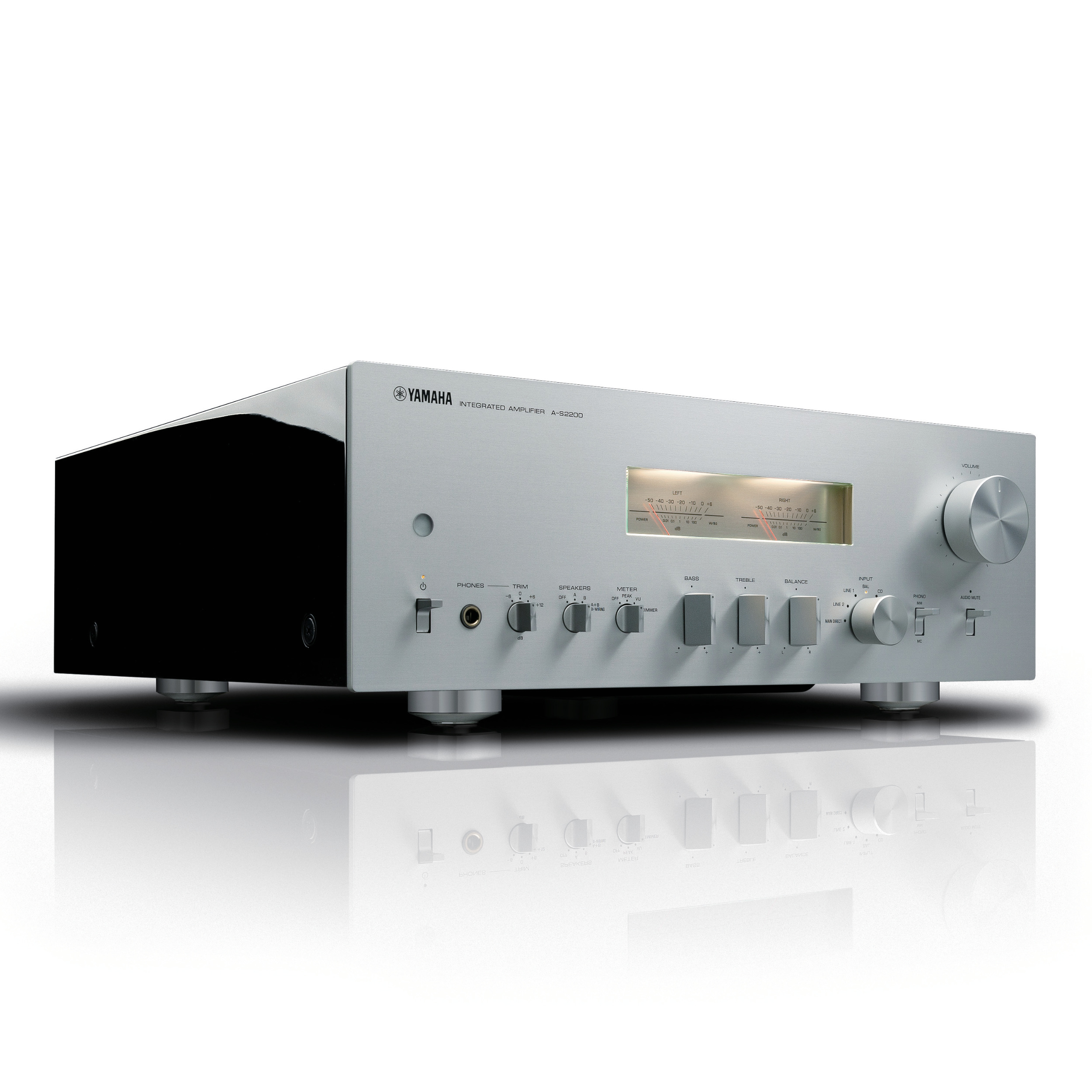 Yamaha Stereo Verstärker A-S2200 silber Vorderseite gedreht Yamaha Stereo Verstärker A-S2200 silber Vorderseite gedreht