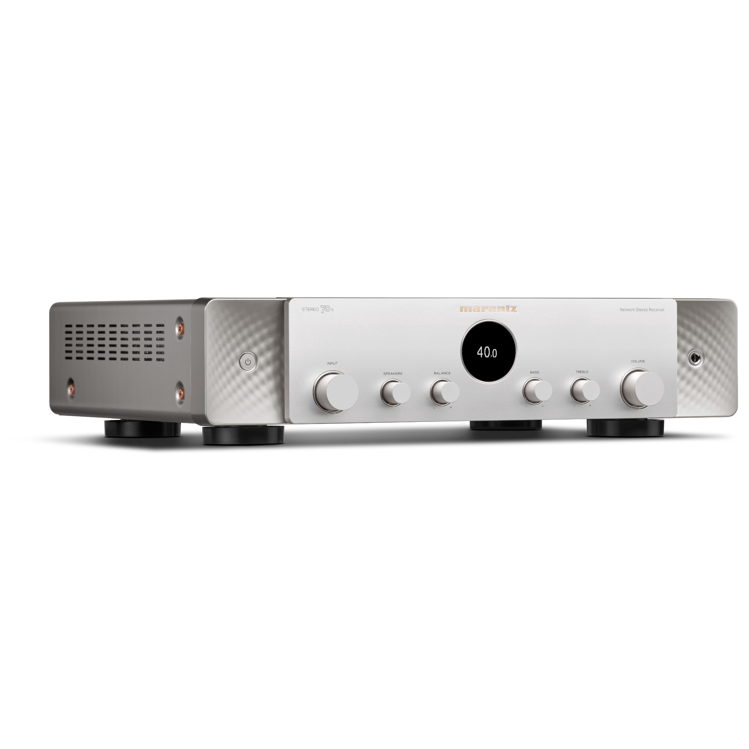 marantz Stereo Receiver Stereo 70s in Silbergold Vorderseite gedreht marantz Stereo Receiver Stereo 70s in Silbergold Vorderseite gedreht