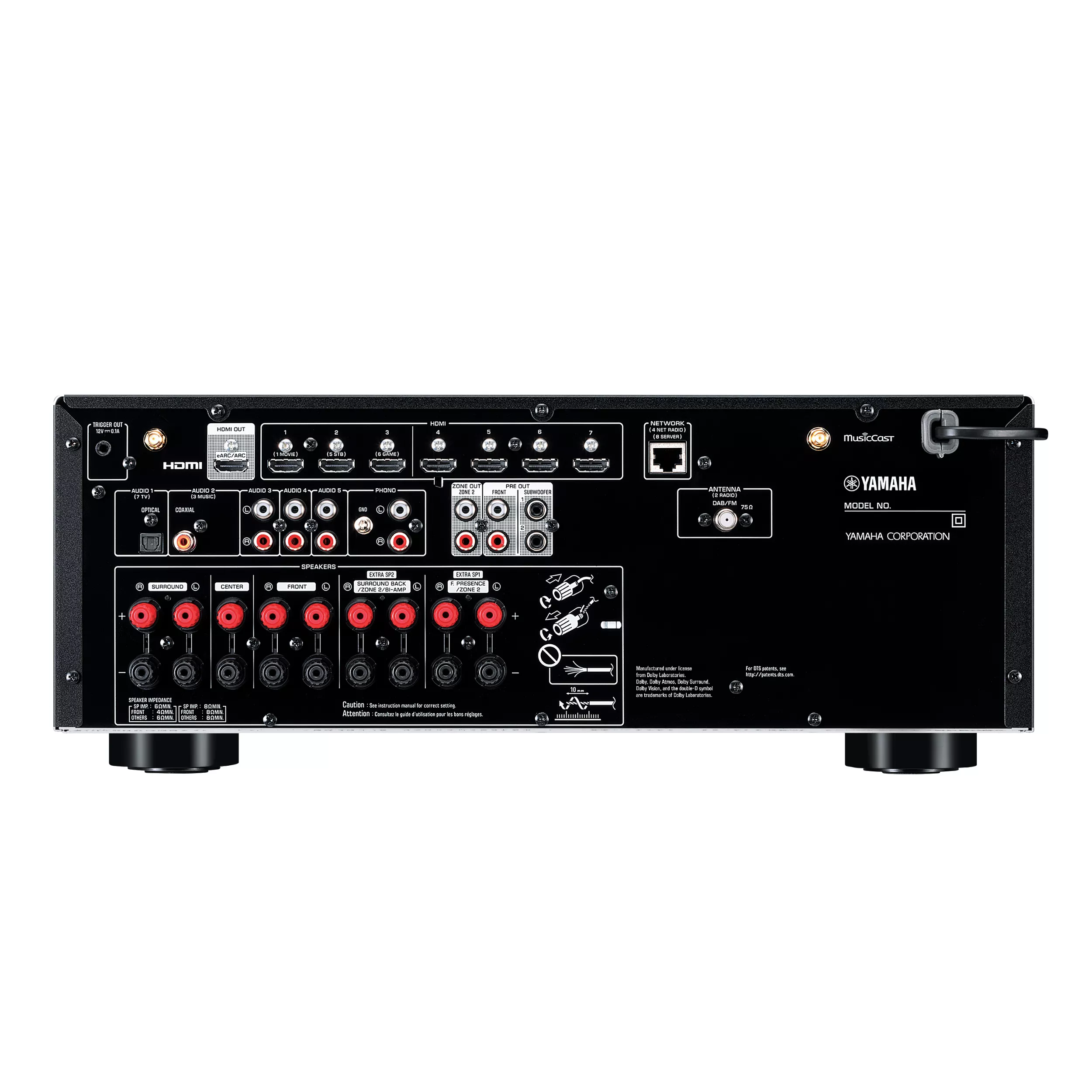 Yamaha AV Receiver RX-V6A schwarz Rückseite