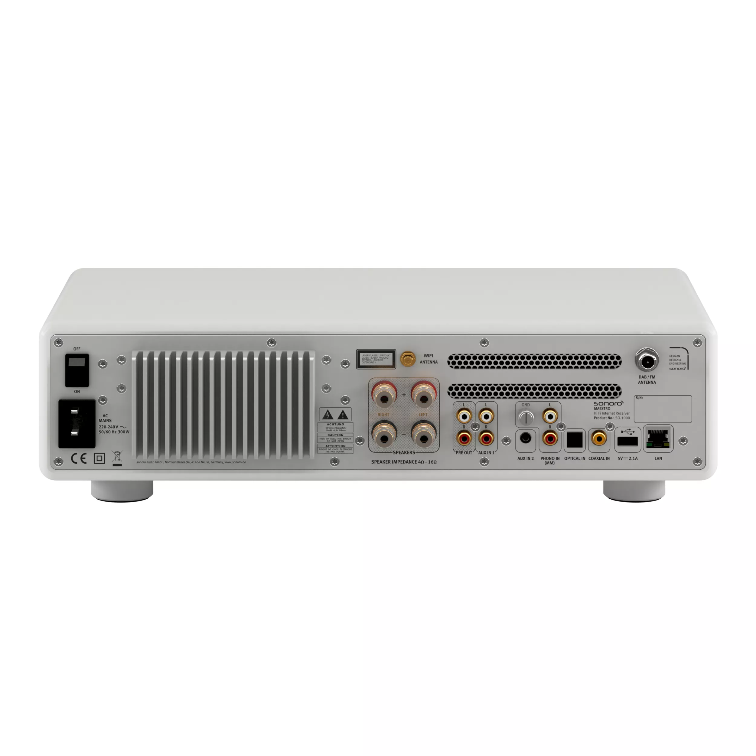 Sonoro Stereo Receiver Maestro in Weiß Rückseite