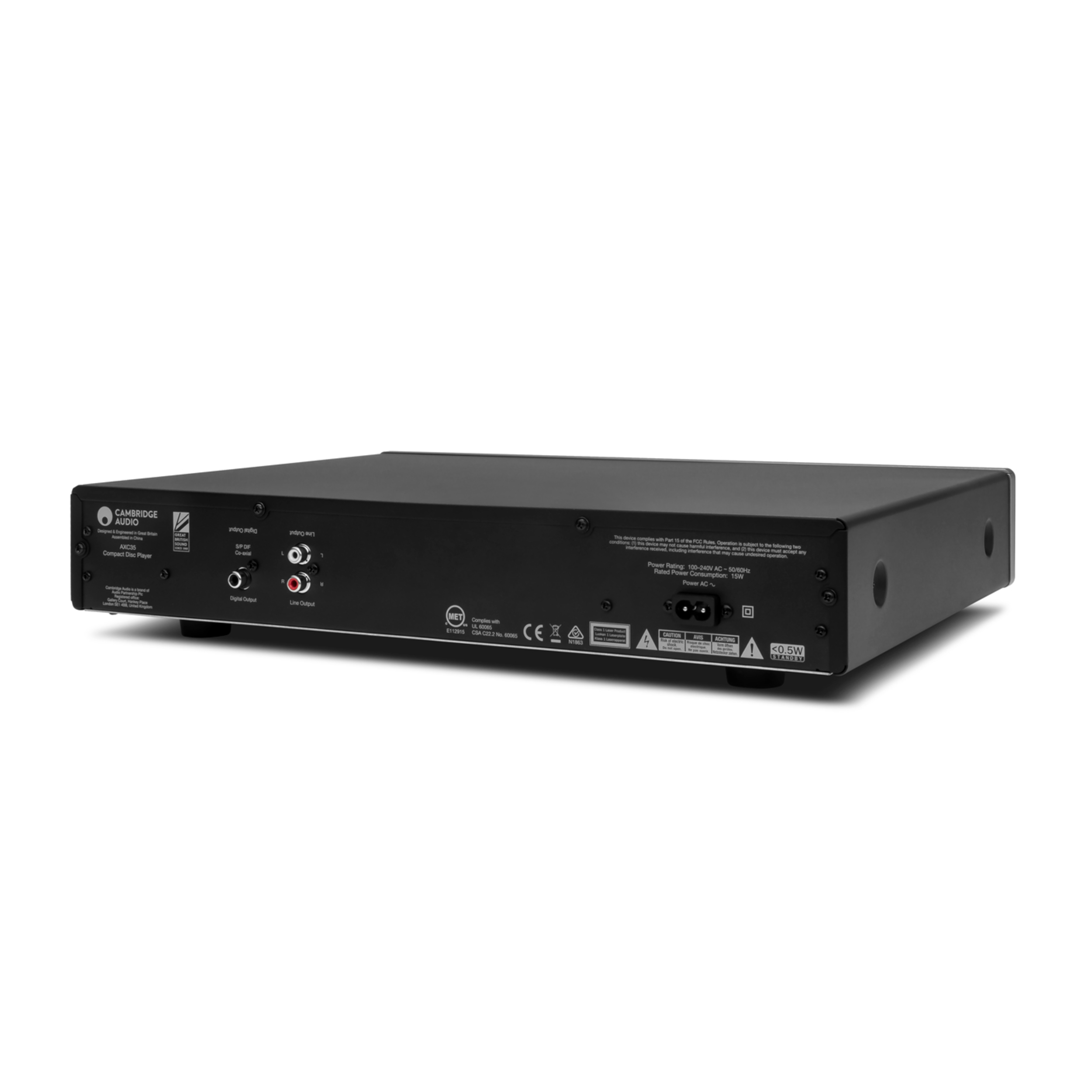 Cambridge CD-Player AXC35 grau back gedreht Cambridge CD-Player AXC35 grau back gedreht