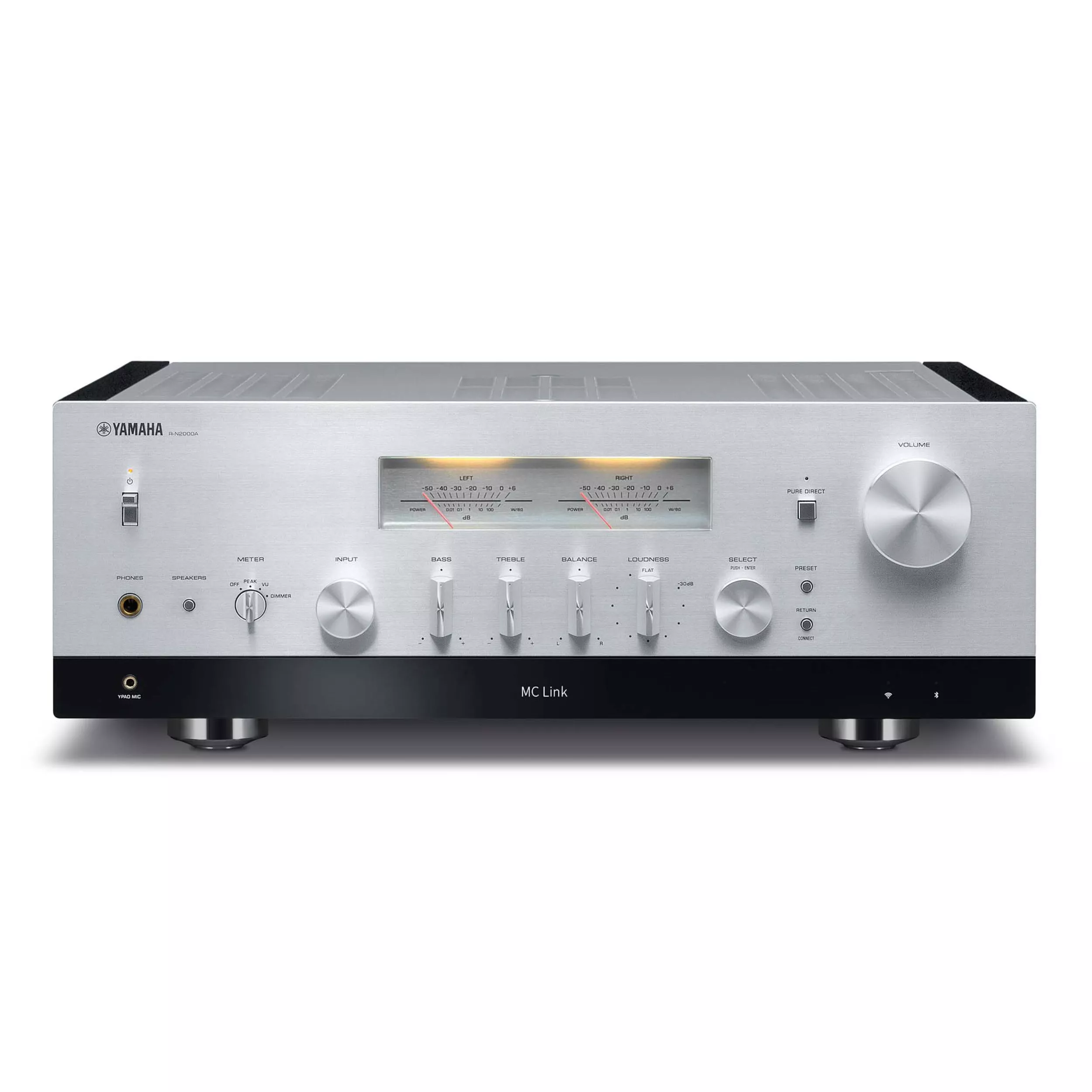 Yamaha Stereoreceiver R-N2000A silber Vorderseite Yamaha Stereoreceiver R-N2000A silber Vorderseite