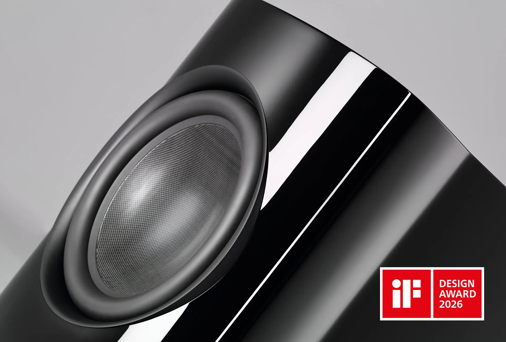 Le haut-parleur de graves nuVero nova 1w noir dans Ambiente, récompensé par le prix iF Design Award