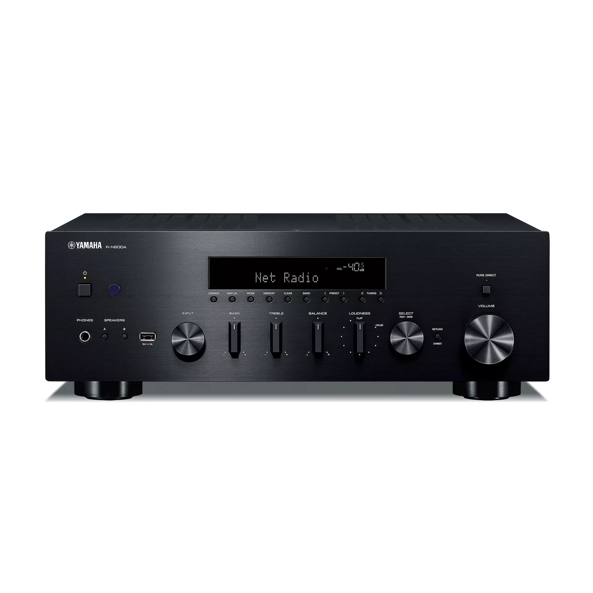 Yamaha R-N600A stereo receiver black front panel Yamaha R-N600A stereo receiver black front panel