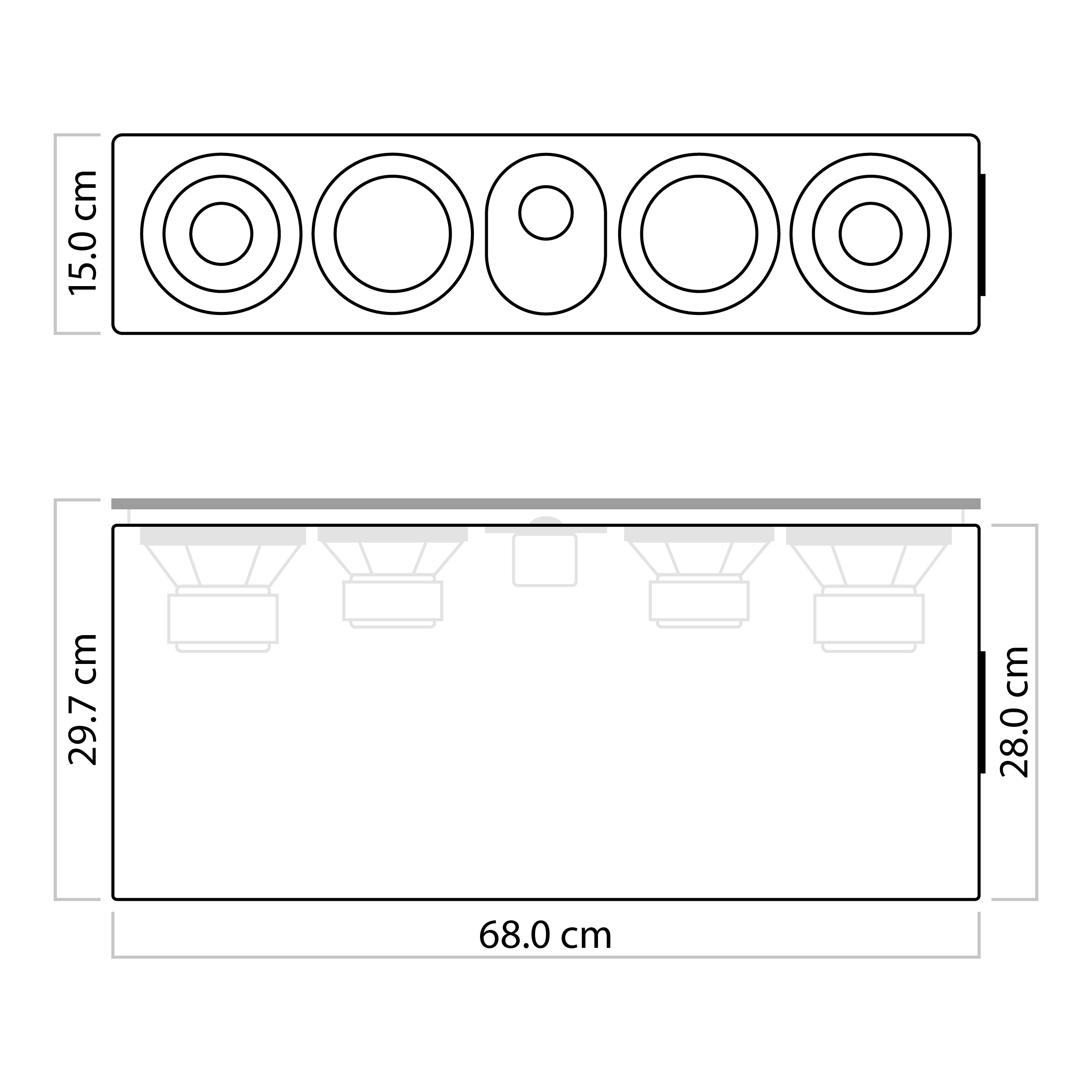 nuLine CS 174 dimensions Technical drawing of the nuLine CS 174 with dimensions (68.0 × 29,7 × 15,0 cm)