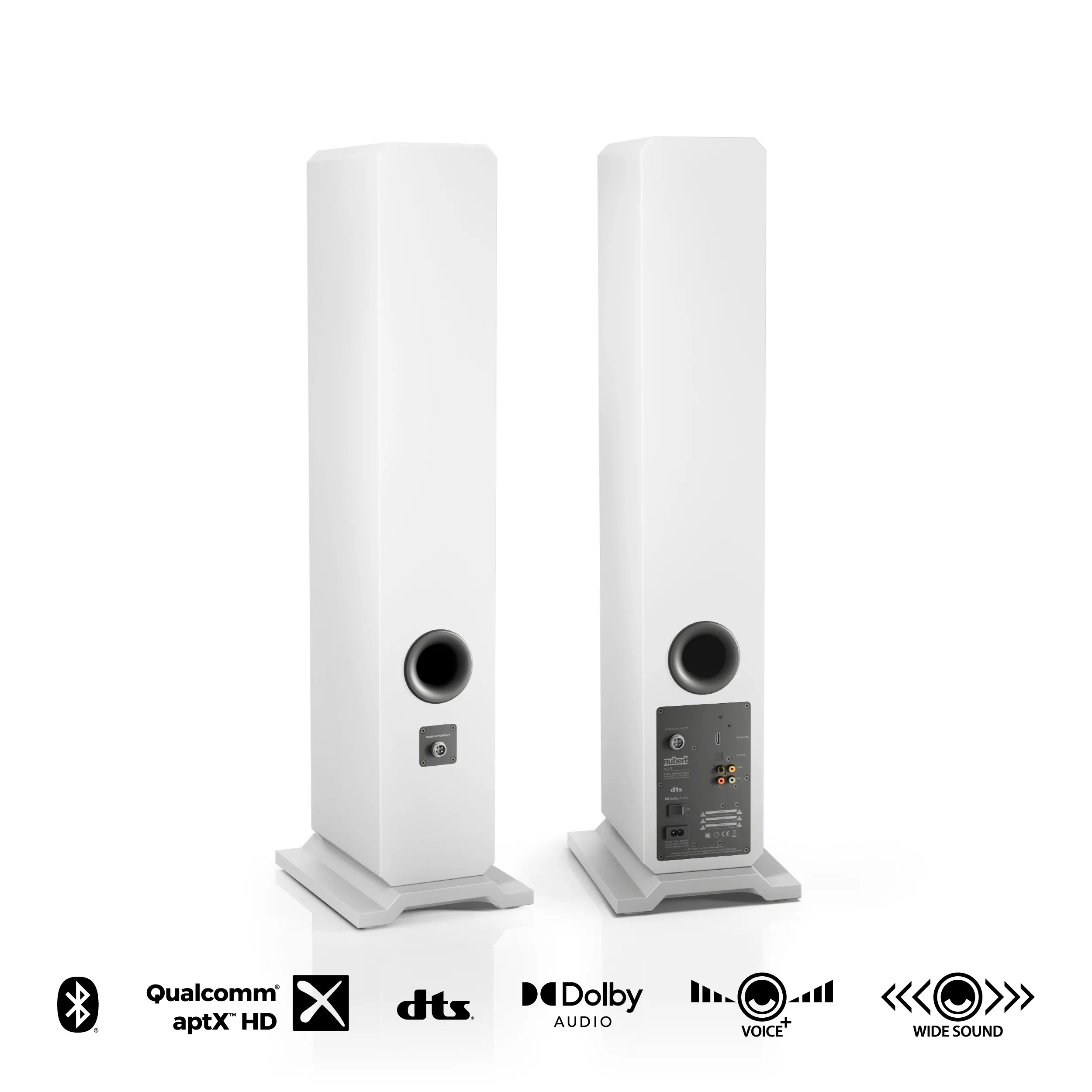 nuJubilee 50 White backside nuJubilee 50 floorstanding speaker pair in white backside