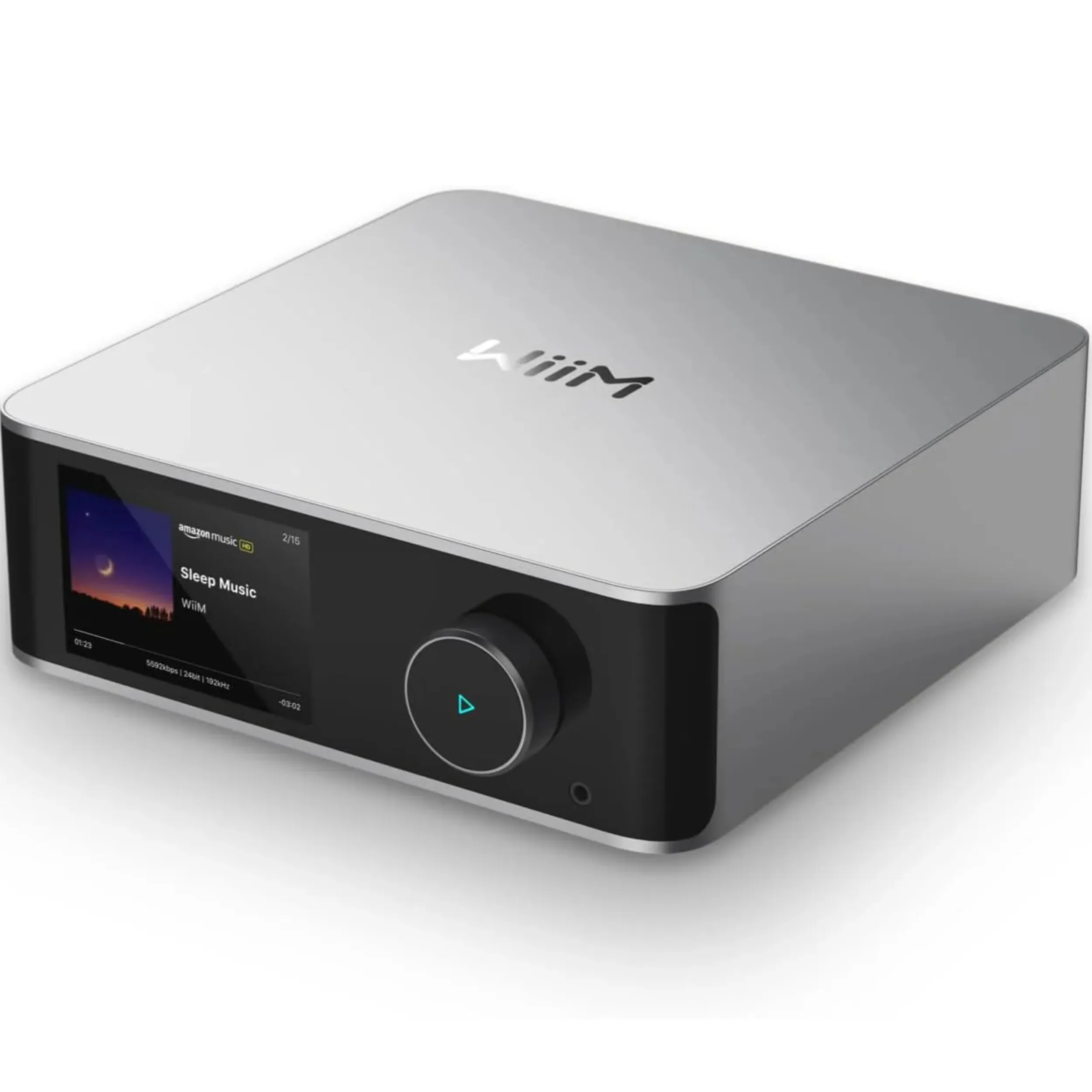 WiiM Ultra silber Vorderseite gedreht
