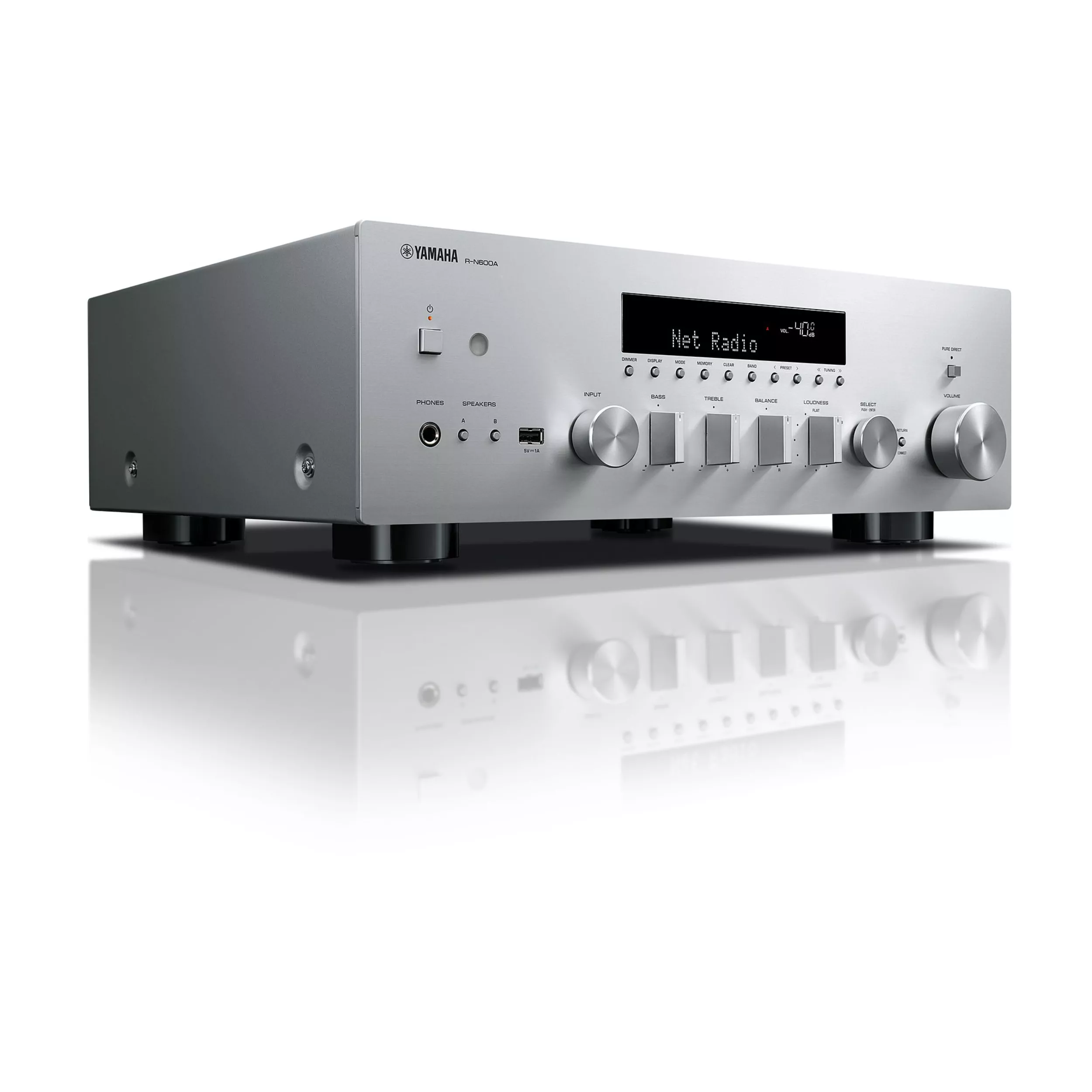 Yamaha Stereoreceiver R-N600A silber Rückseite gedreht