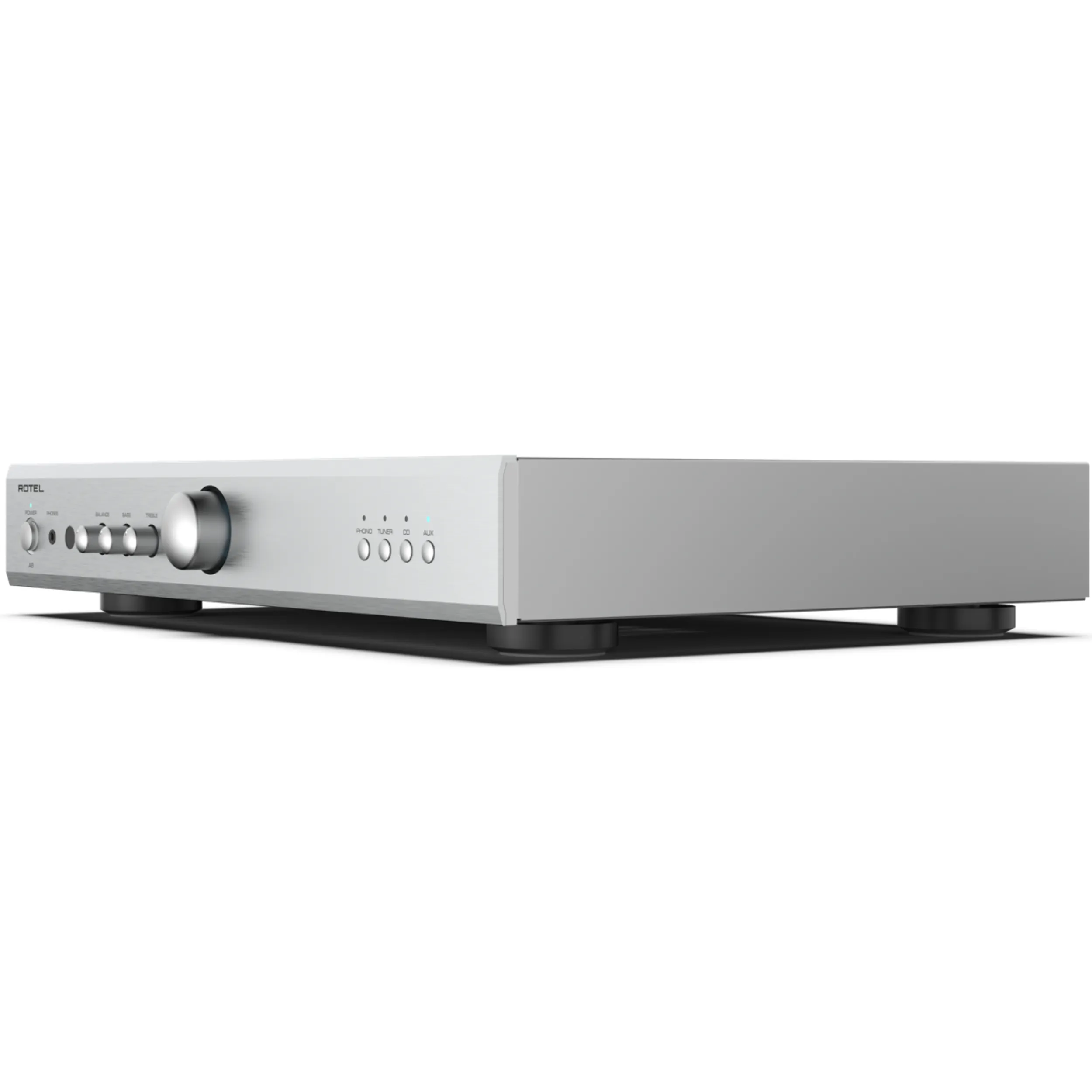 Rotel A8 in Silber Vorderseite gedreht