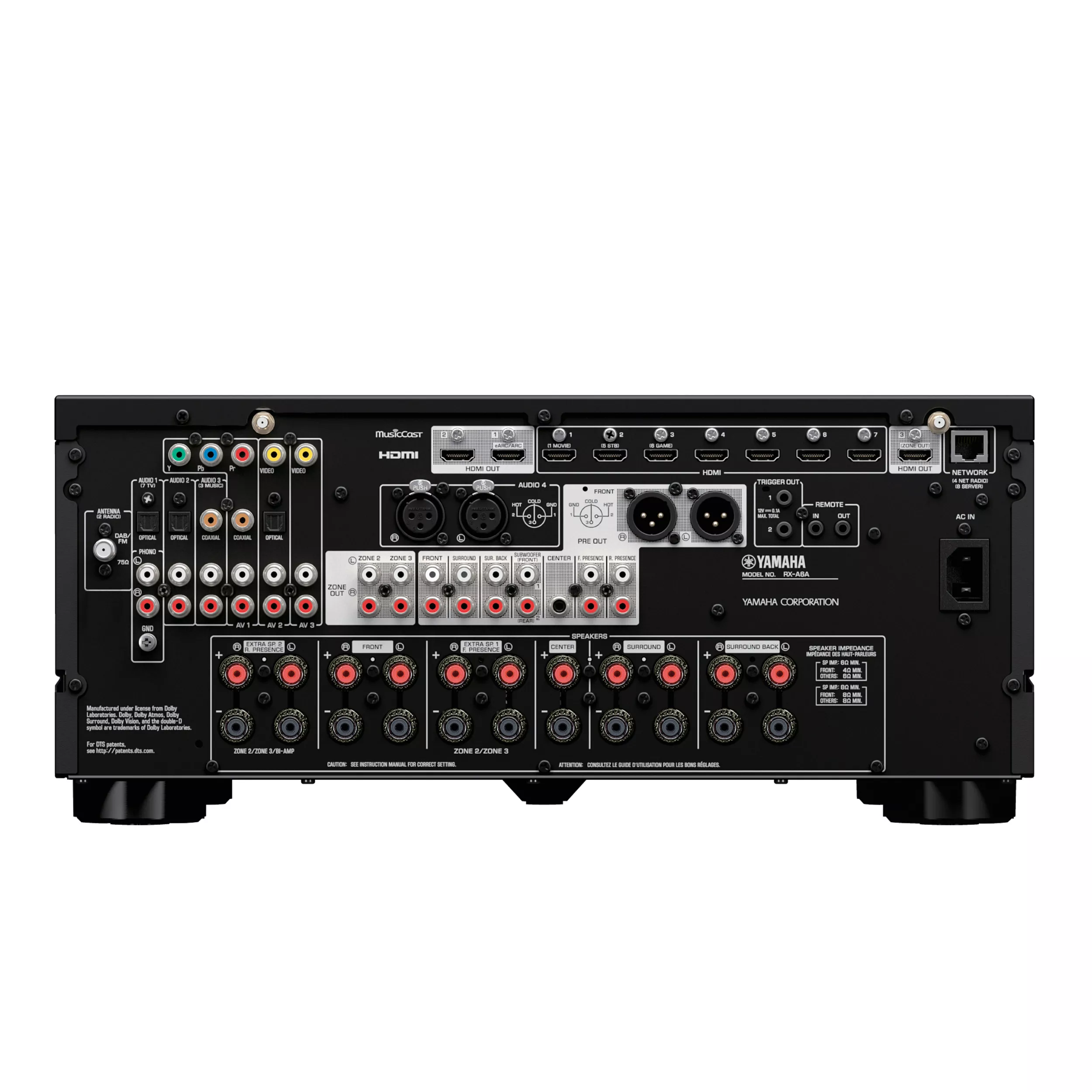 Yamaha AV Receiver RX-A6A schwarz Rückseite