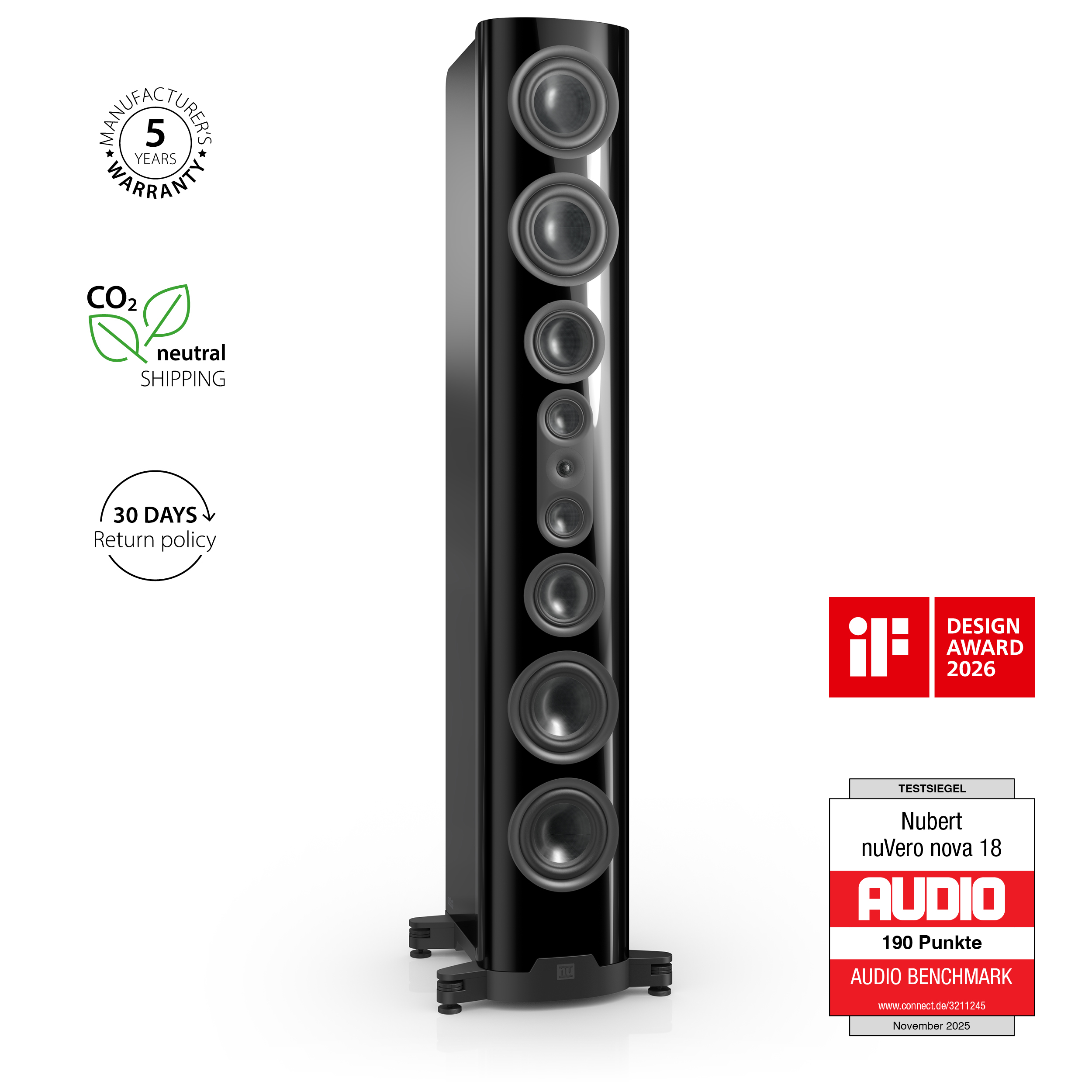 nuVero nova 18 Black front Test seal IF Award