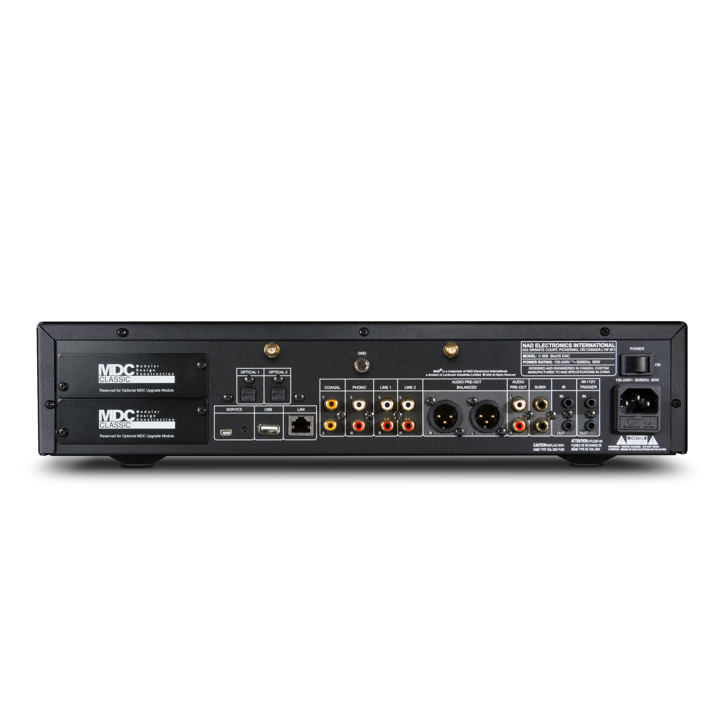 NAD Netzwerk Vorverstärker C658 in Schwarz Rückseite NAD Netzwerk Vorverstärker C658 in Schwarz Rückseite