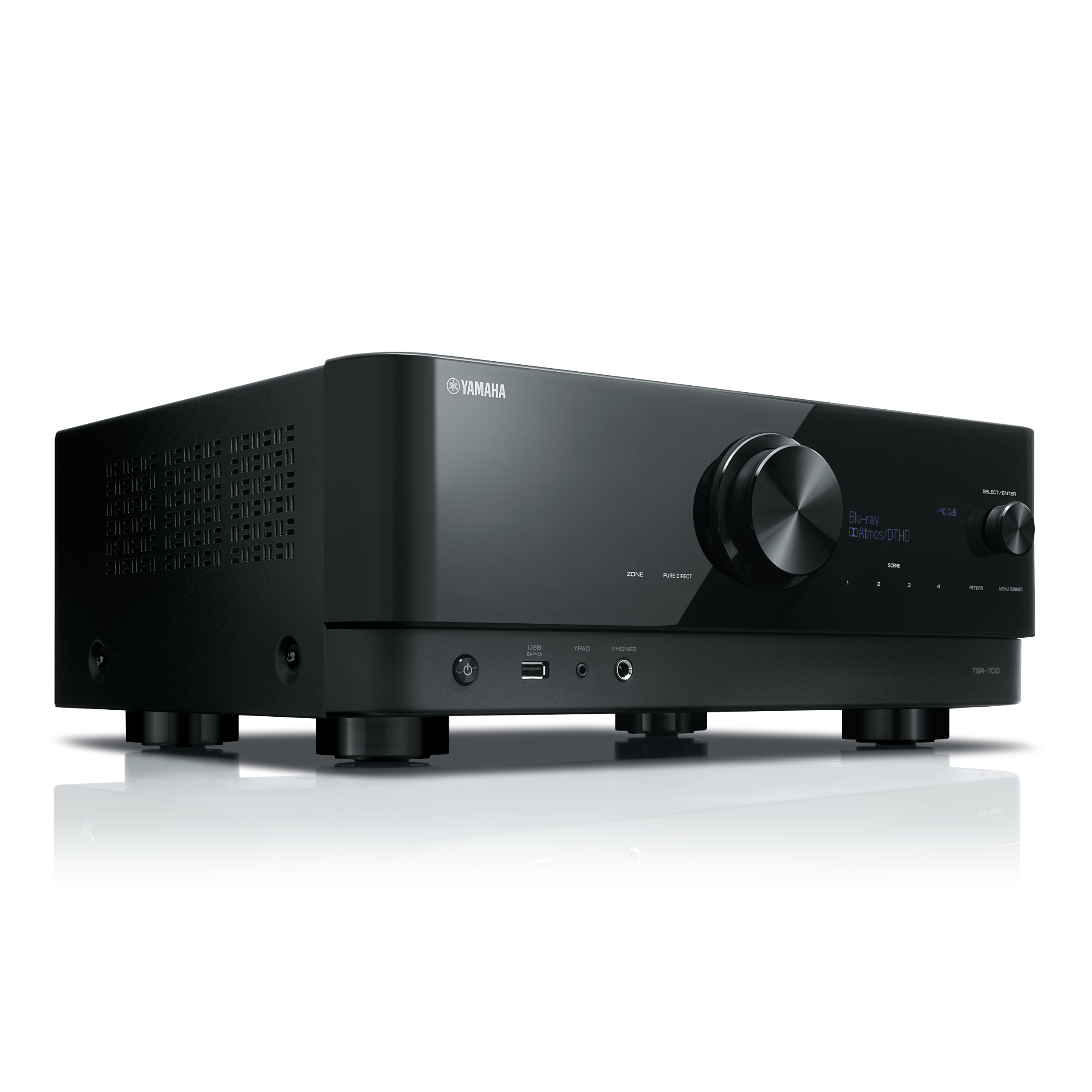 Yamaha AV Receiver TSR-700 schwarz Vorderseite gedreht Yamaha AV Receiver TSR-700 schwarz Vorderseite gedreht