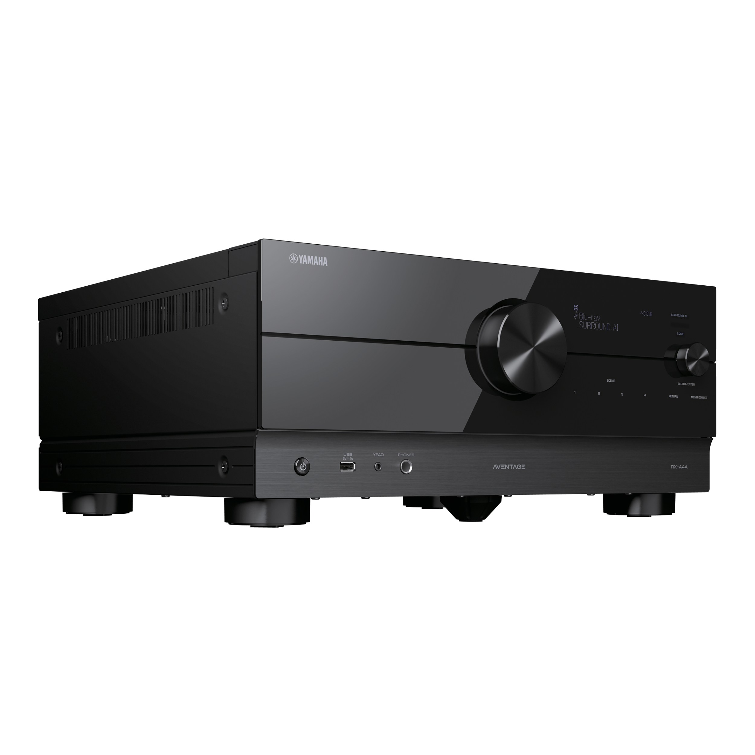 Yamaha AV Receiver RX-A4A schwarz Vorderseite gedreht Yamaha AV Receiver RX-A4A schwarz Vorderseite gedreht