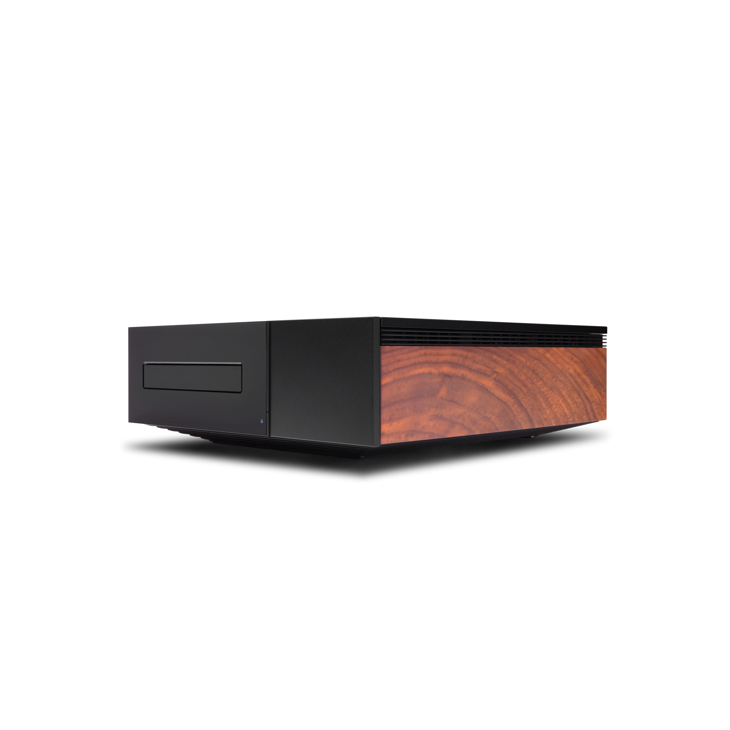 Cambridge CD player with wood paneling on the side Cambridge CD player with wood paneling on the side