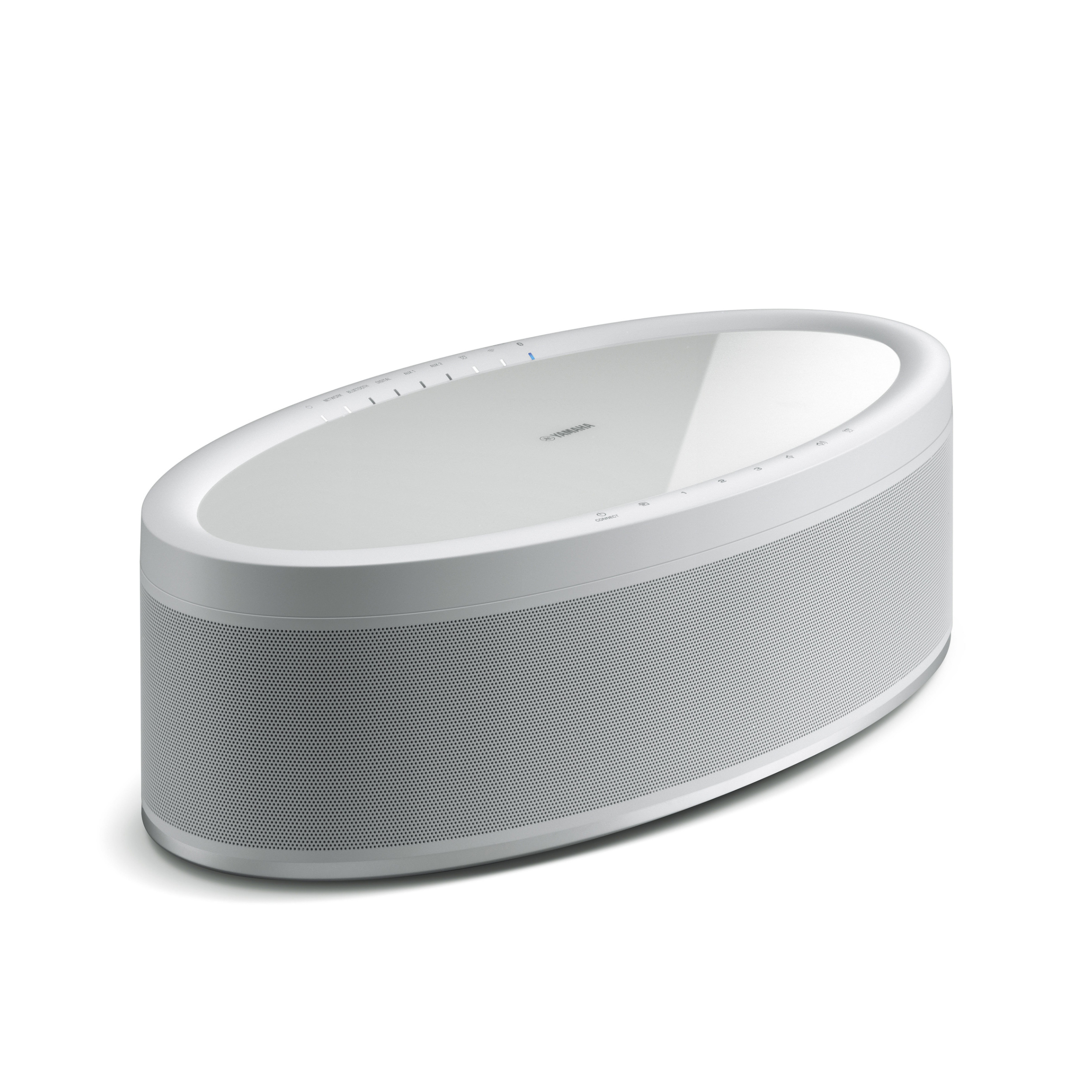 Yamaha network speaker MusicCast 50 white front turned Yamaha network speaker MusicCast 50 white front turned