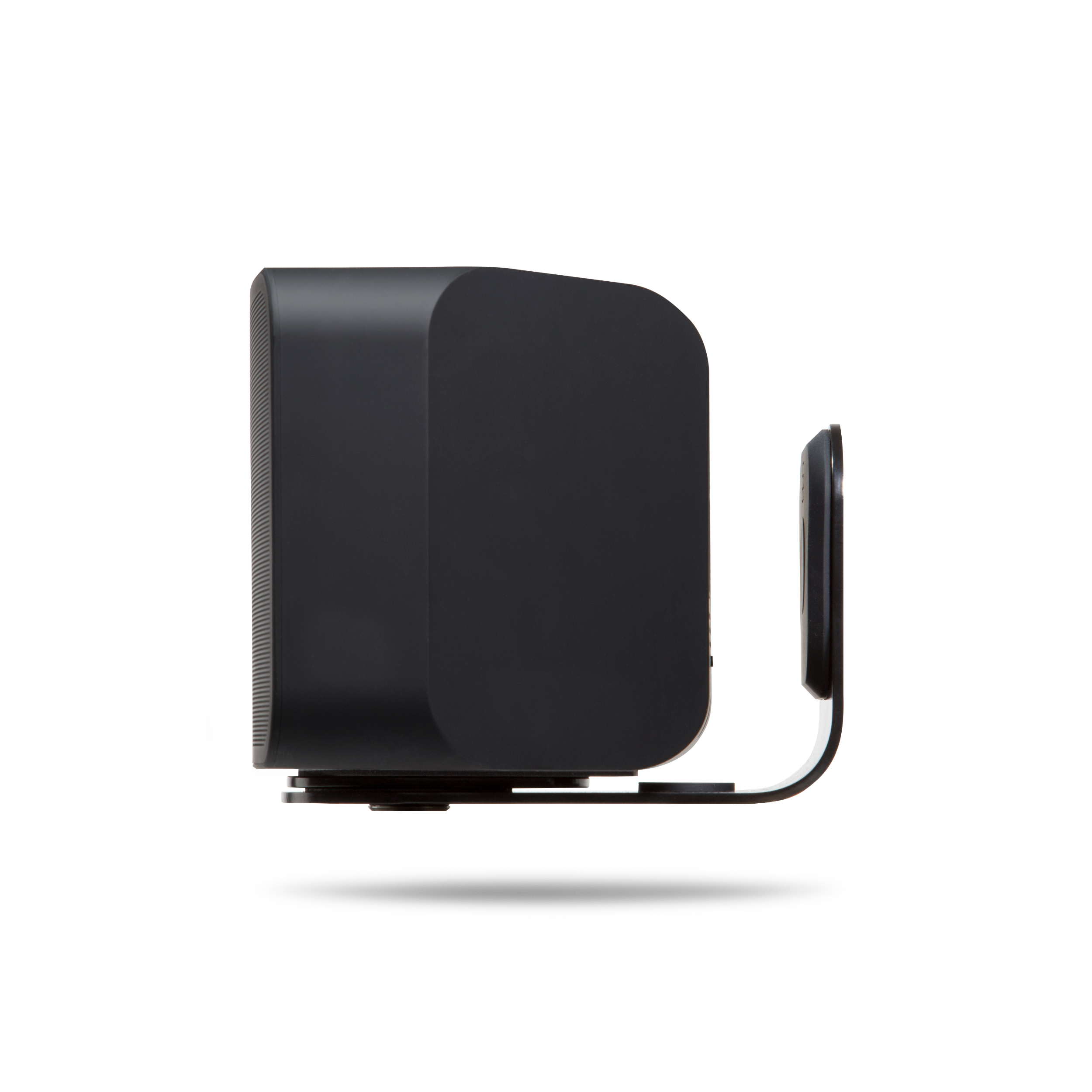 Bluesound Wandhalter WM200 schwarz Seite mit Pulse Bluesound Wandhalter WM200 schwarz Seite mit Pulse