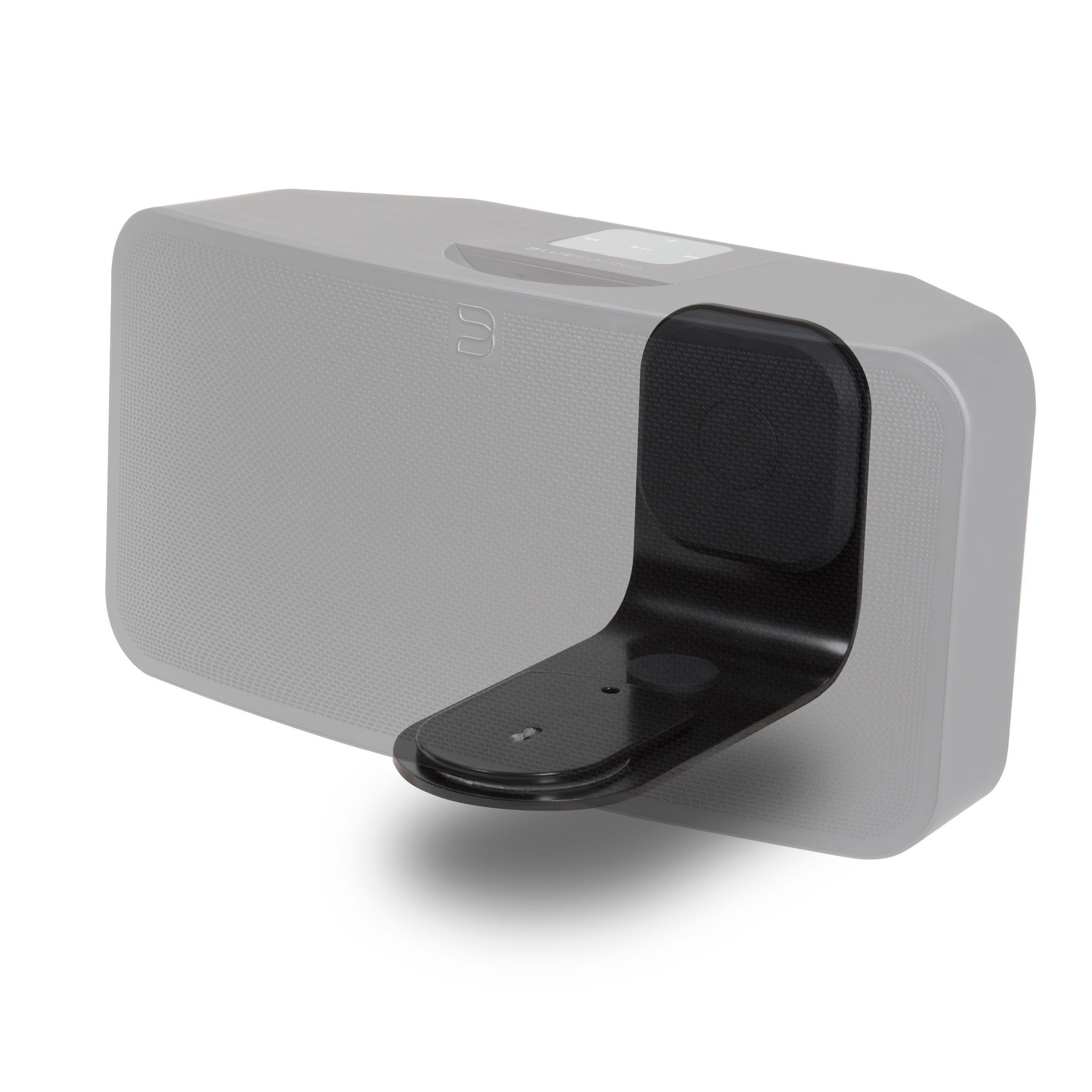 Bluesound Wandhalter WM200 schwarz  montiert Bluesound Wandhalter WM200 schwarz  montiert