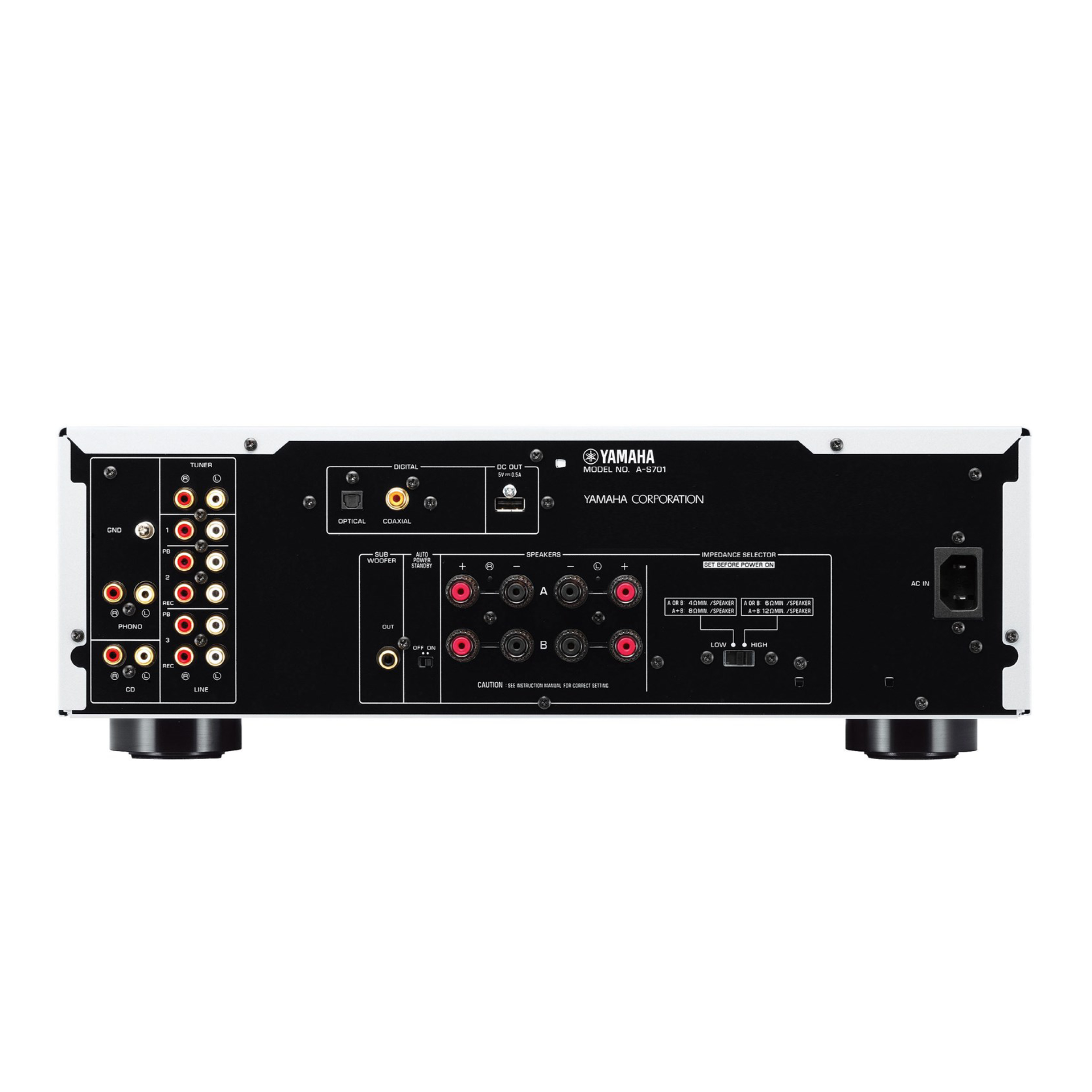 Yamaha A-S701 stereo amplifier rear panel Yamaha A-S701 stereo amplifier rear panel
