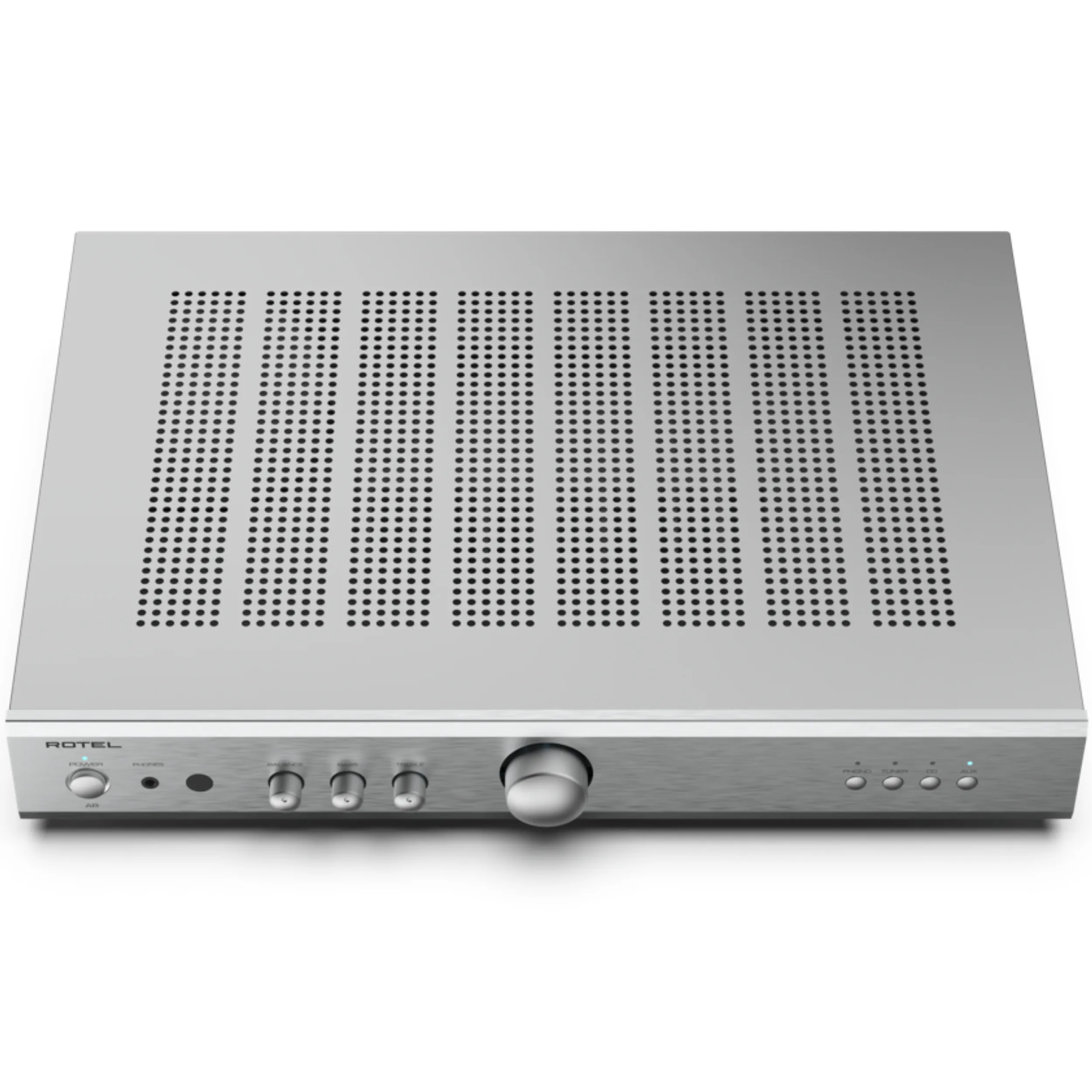 Rotel A8 in Silber Vorderseite gedreht