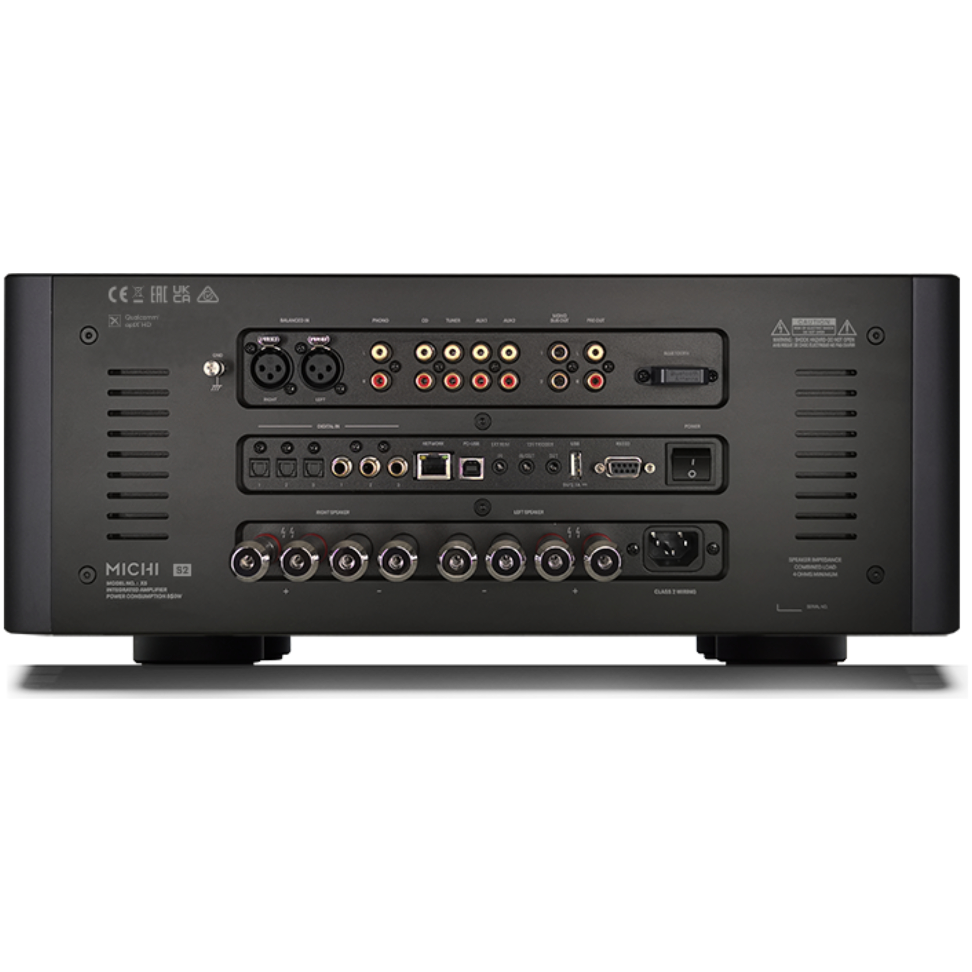 Rotel X5S2 stereo integrated amplifier in black Rear panel Rotel X5S2 stereo integrated amplifier in black Rear panel