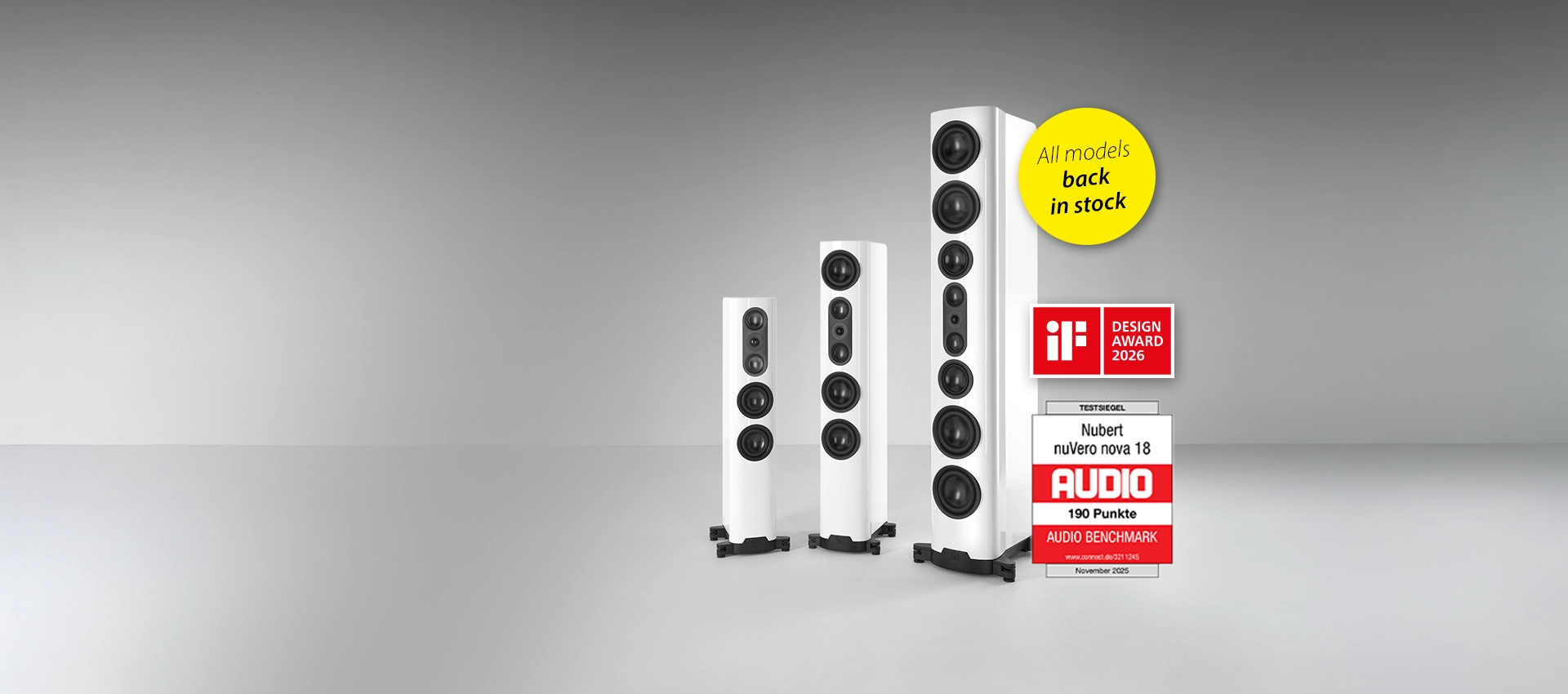 nuVero nova 12, 14, and 18 in white with a test seal; all models available
