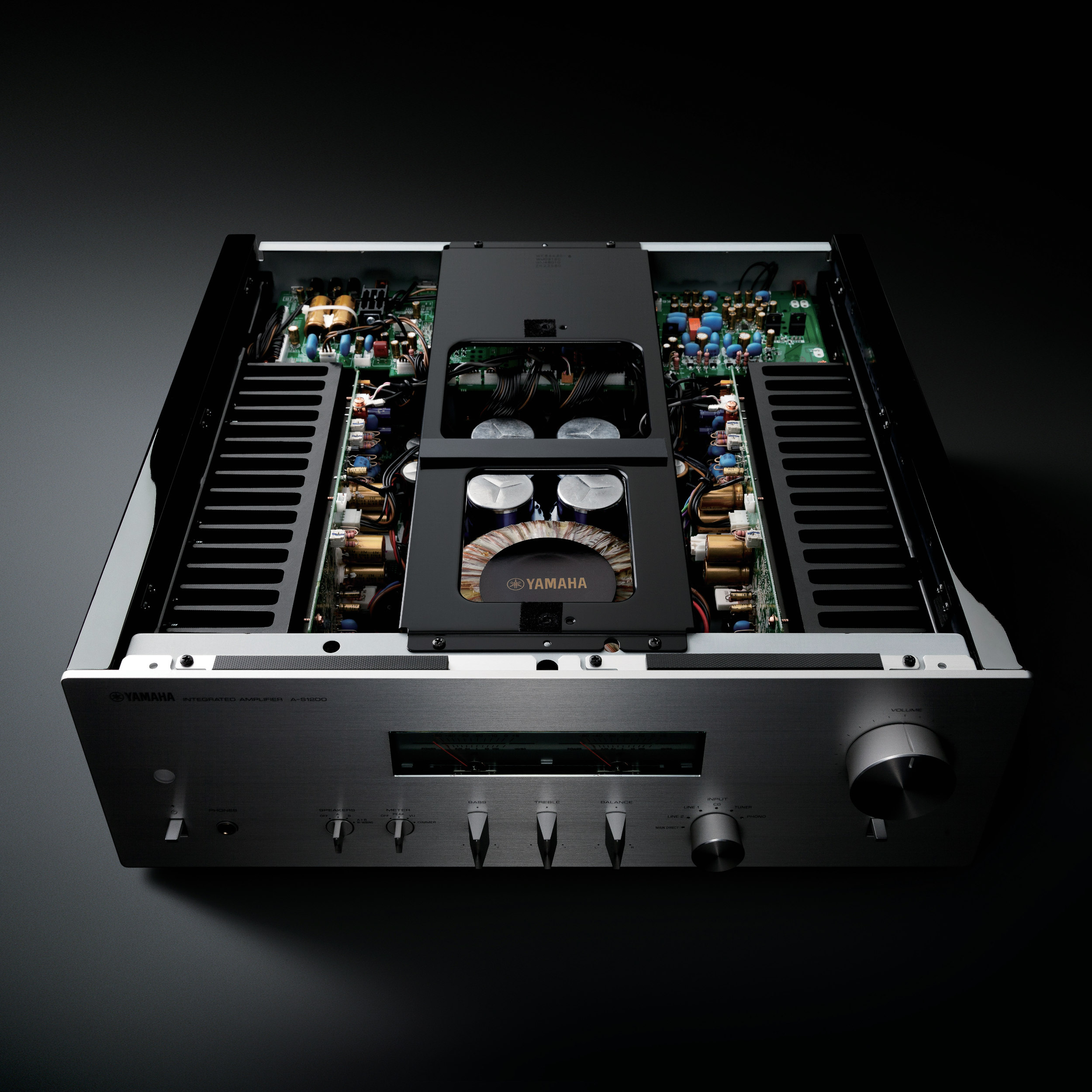Yamaha Stereo Amplifier A-S1200 Detail Topdown open Yamaha Stereo Amplifier A-S1200 Detail Topdown open