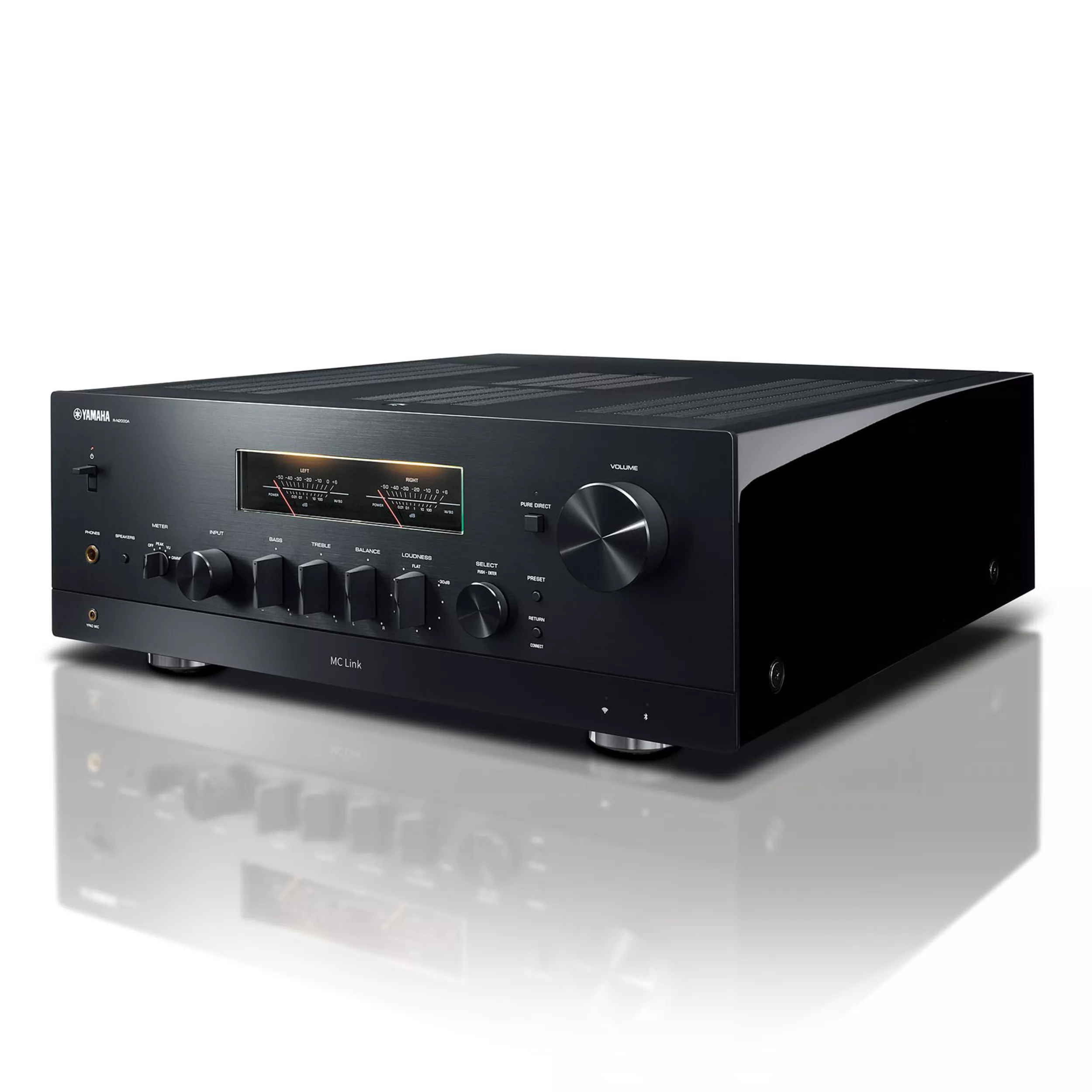 Yamaha Stereoreceiver R-N2000A schwarz Vorderseite gedreht Yamaha Stereoreceiver R-N2000A schwarz Vorderseite gedreht