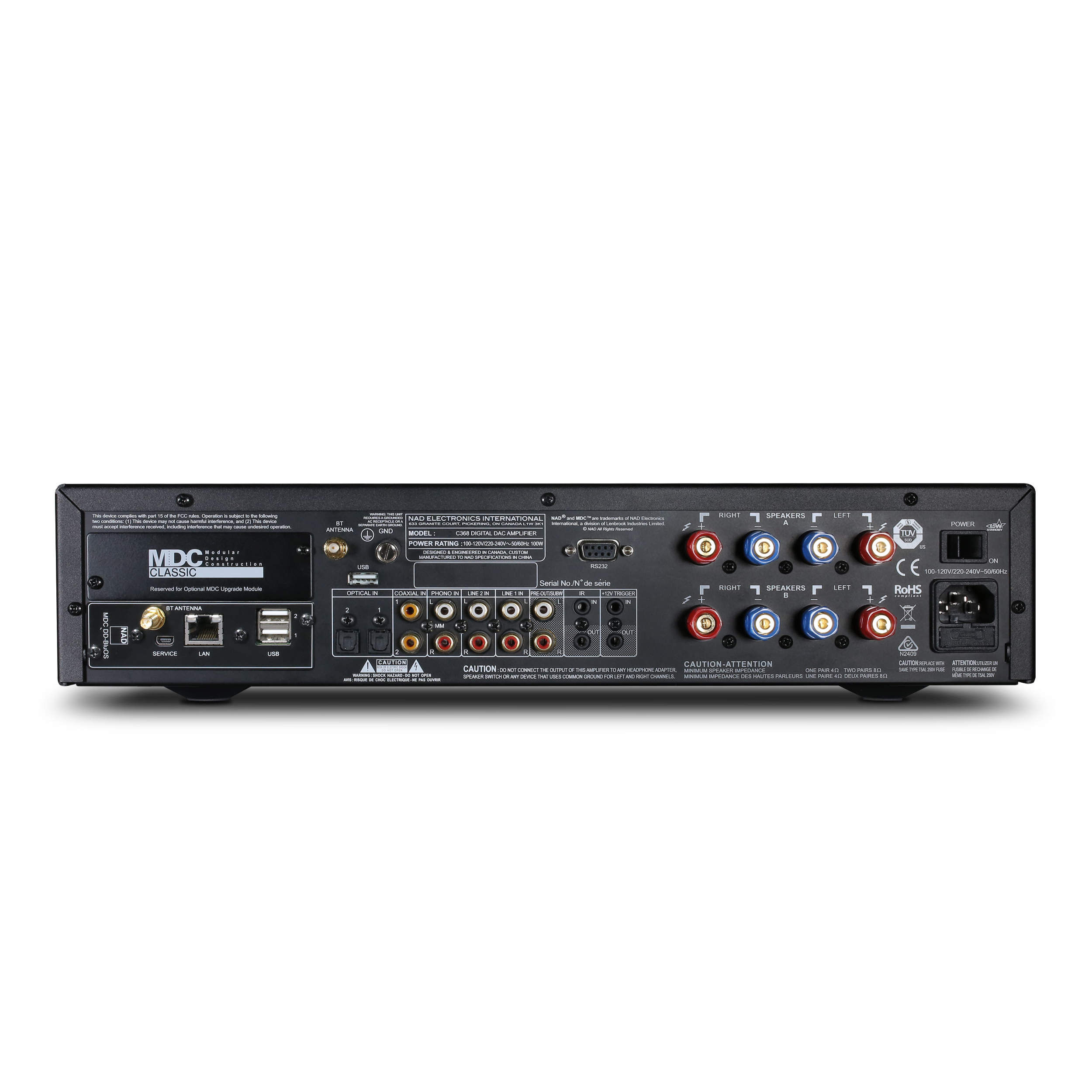 NAD C368 stereo integrated amplifier rear panel NAD C368 stereo integrated amplifier rear panel