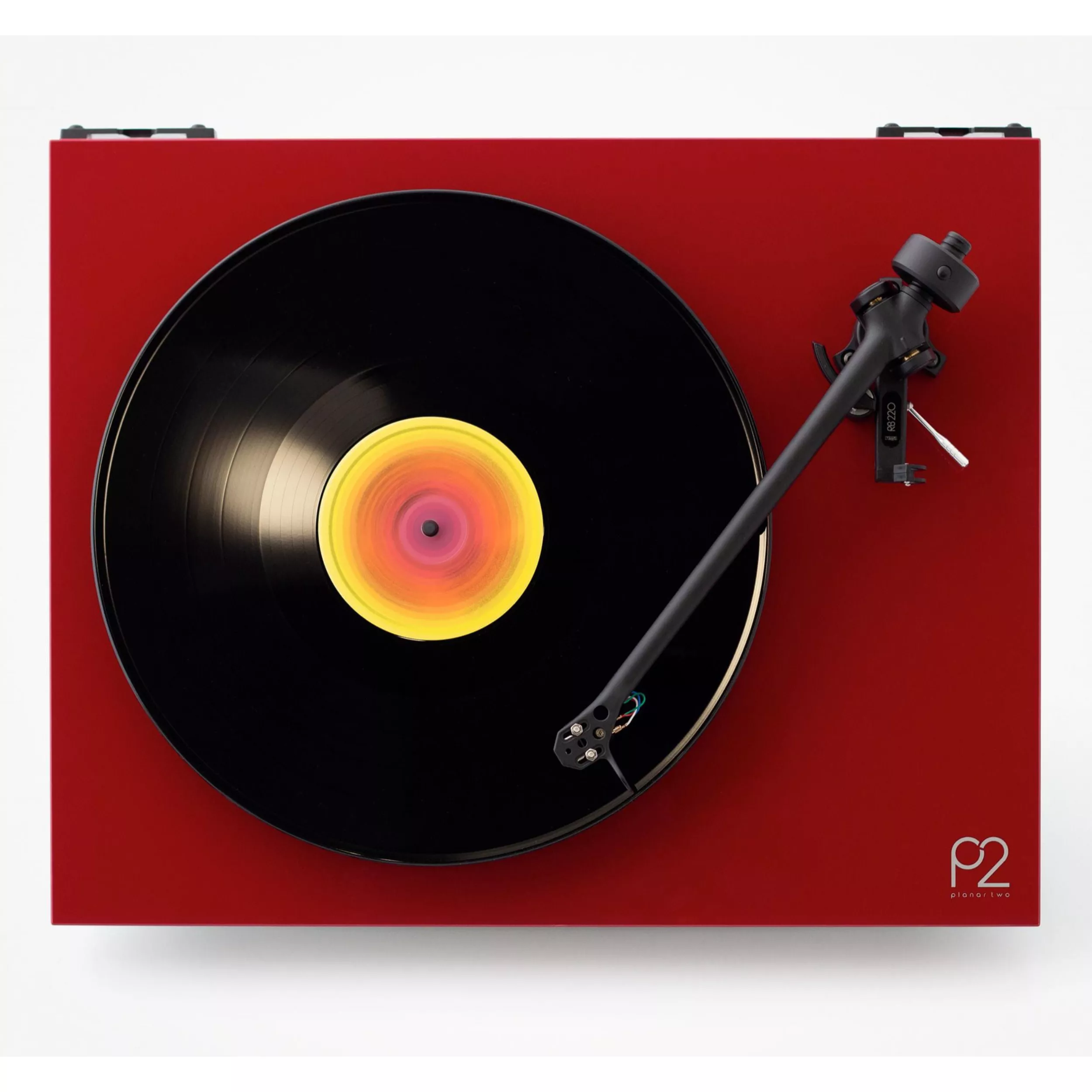 Rega record player Planar 2 in red top side Rega record player Planar 2 in red top side