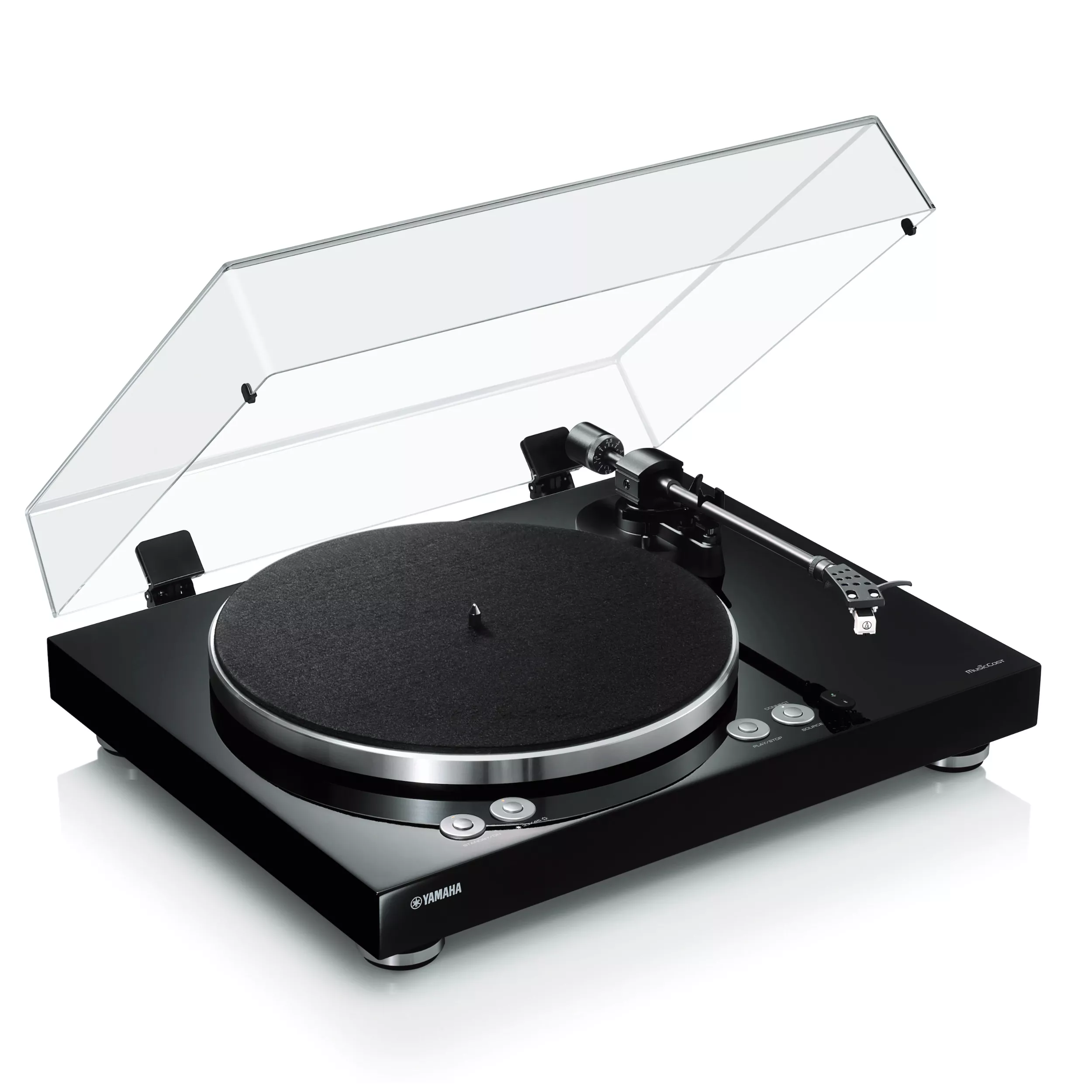 Yamaha Schallplattenspieler TT-N503 schwarz Vorderseite oben gedreht Yamaha Schallplattenspieler TT-N503 schwarz Vorderseite oben gedreht