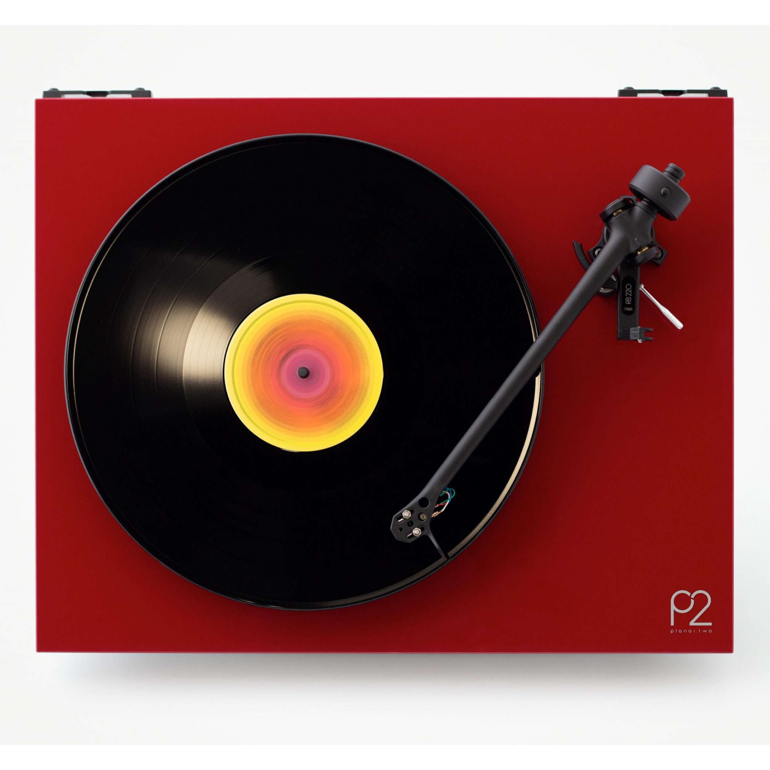 Rega record player Planar 2 in red top side Rega record player Planar 2 in red top side