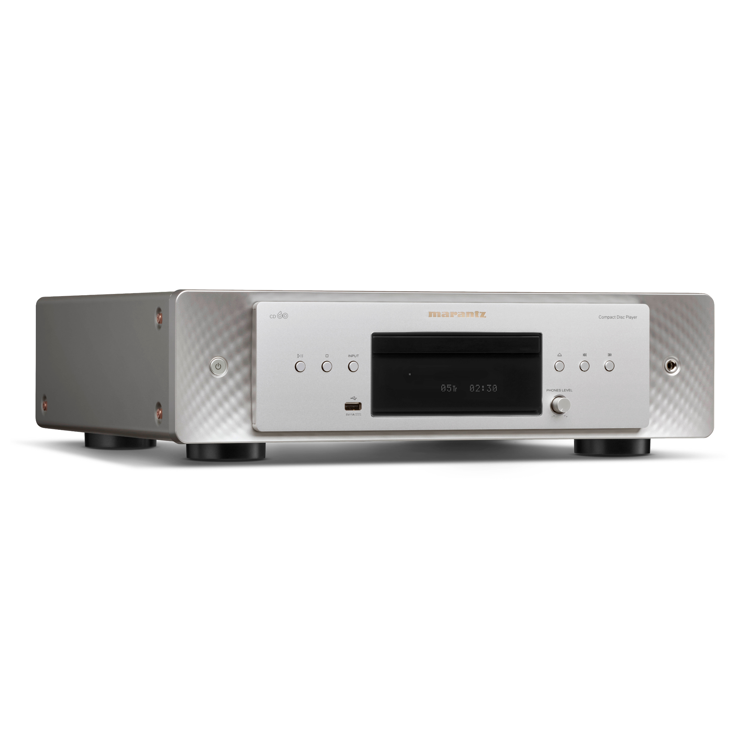 Marantz CD60 in silver front turned Marantz CD60 in silver front turned
