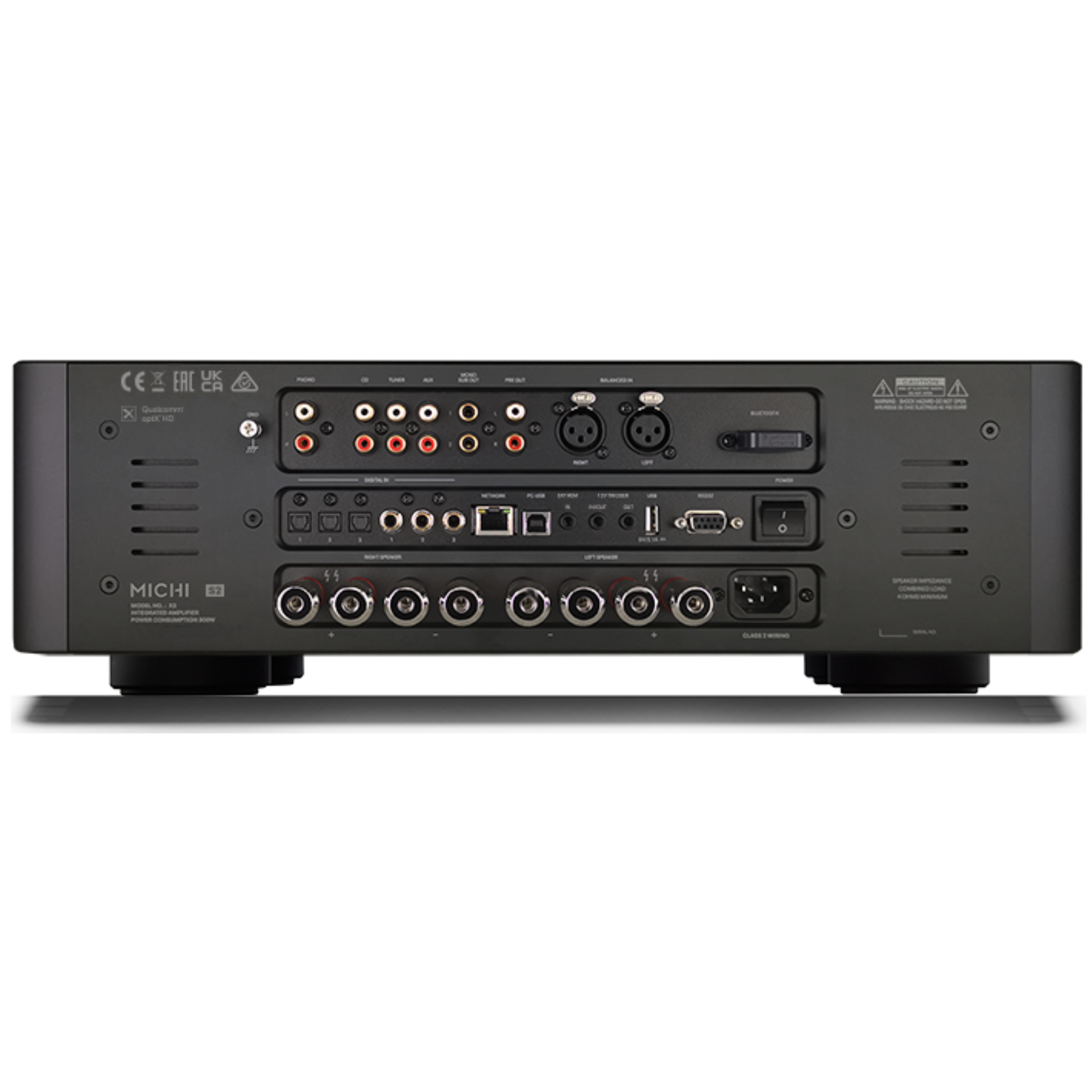 Rotel X3 S2 stereo integrated amplifier in black Rear panel Rotel X3 S2 stereo integrated amplifier in black Rear panel