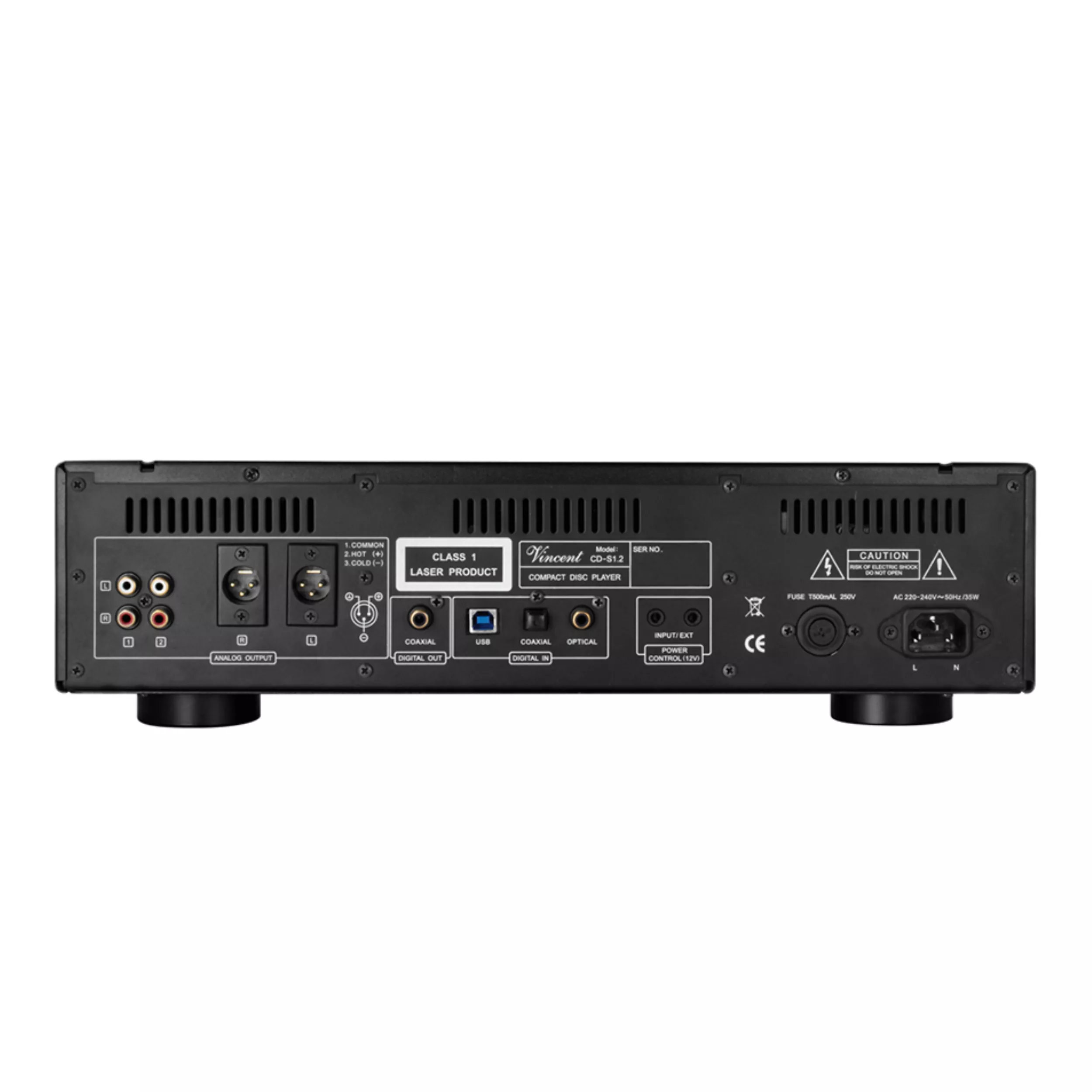 Vincent CD-Player CD-S1.2 schwarz Rückseite Vincent CD-Player CD-S1.2 schwarz Rückseite