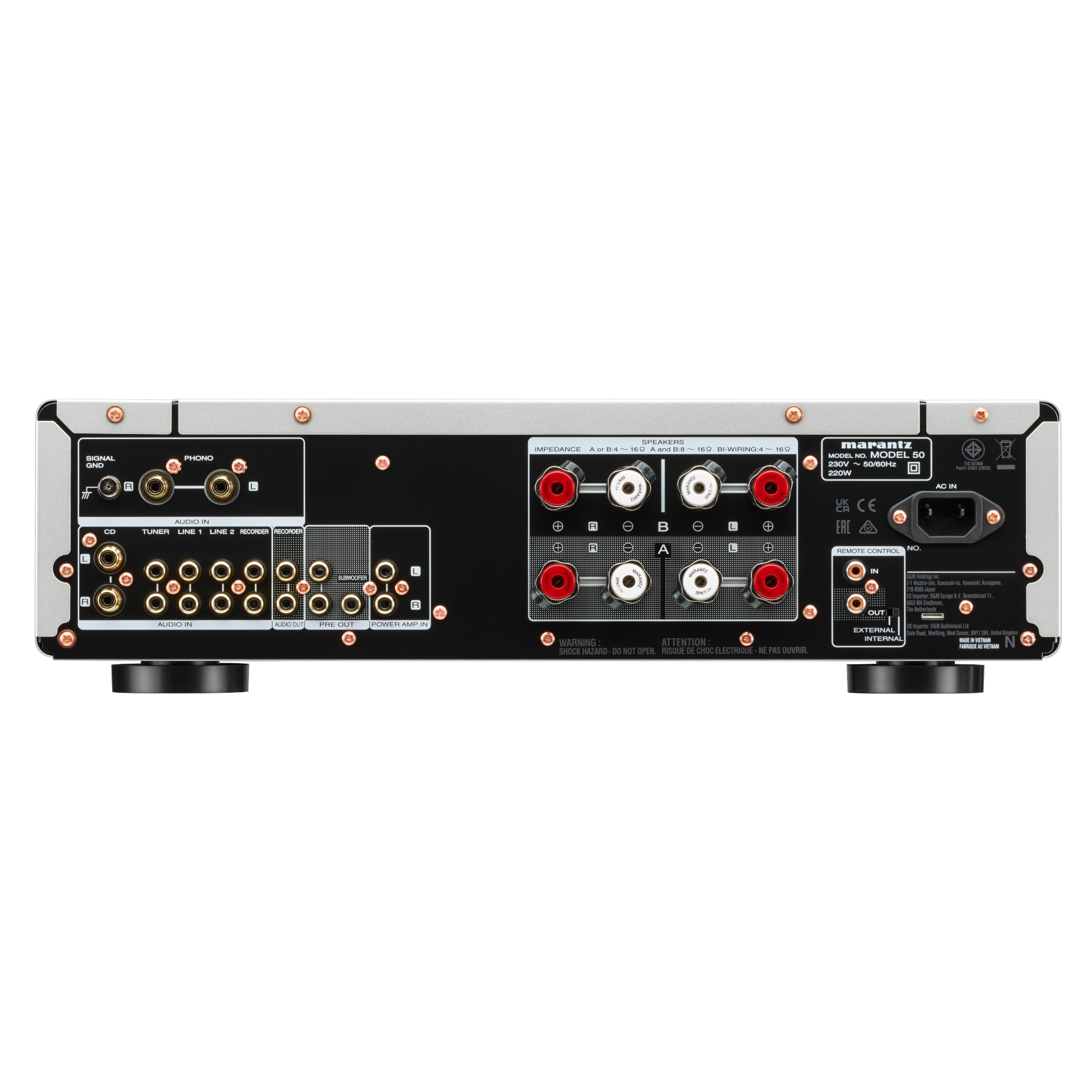 Marantz Model 50 stereo amplifier in silver gold rear panel Marantz Model 50 stereo amplifier in silver gold rear panel