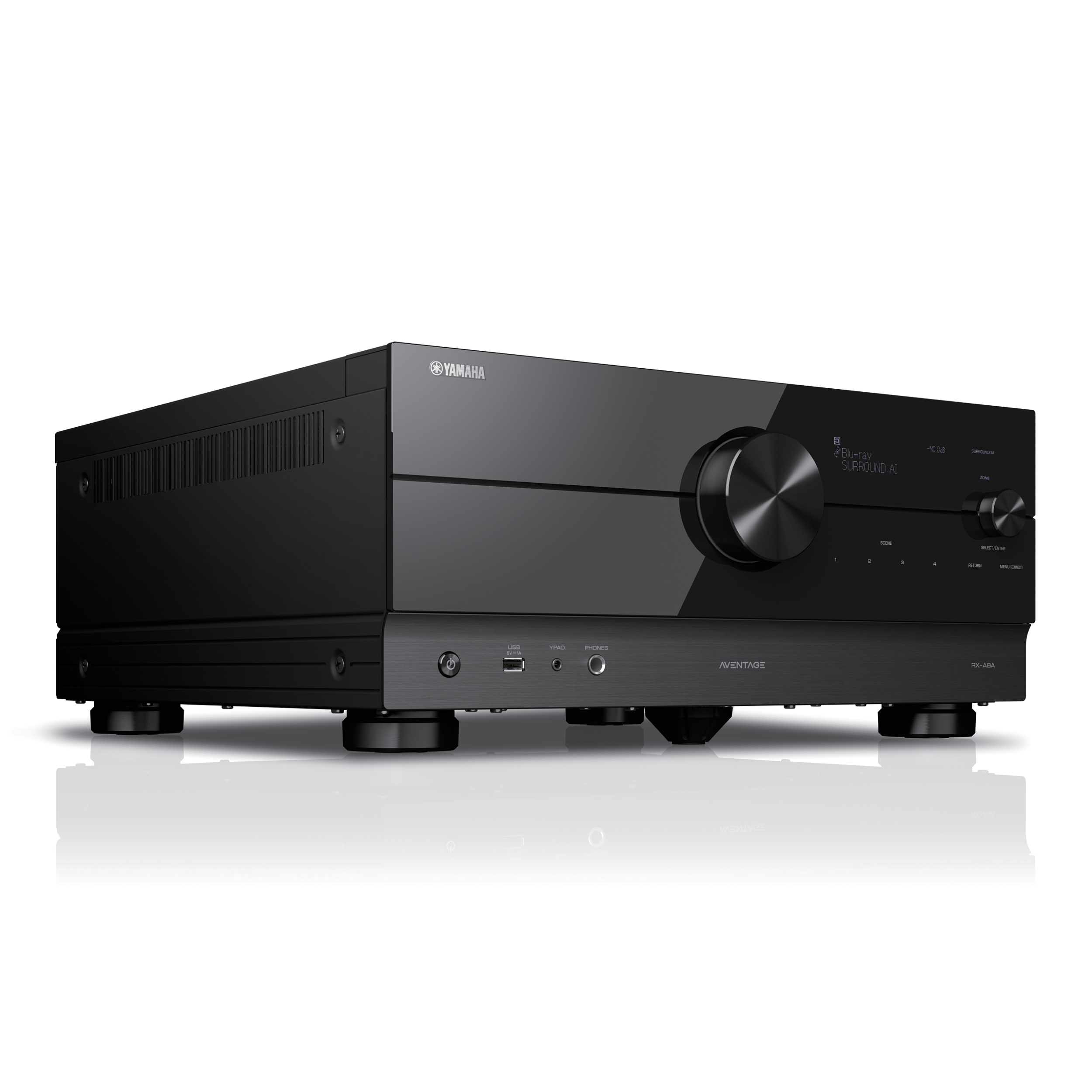 Yamaha AV Receiver RX-A8A schwarz Vorderseite gedreht Yamaha AV Receiver RX-A8A schwarz Vorderseite gedreht