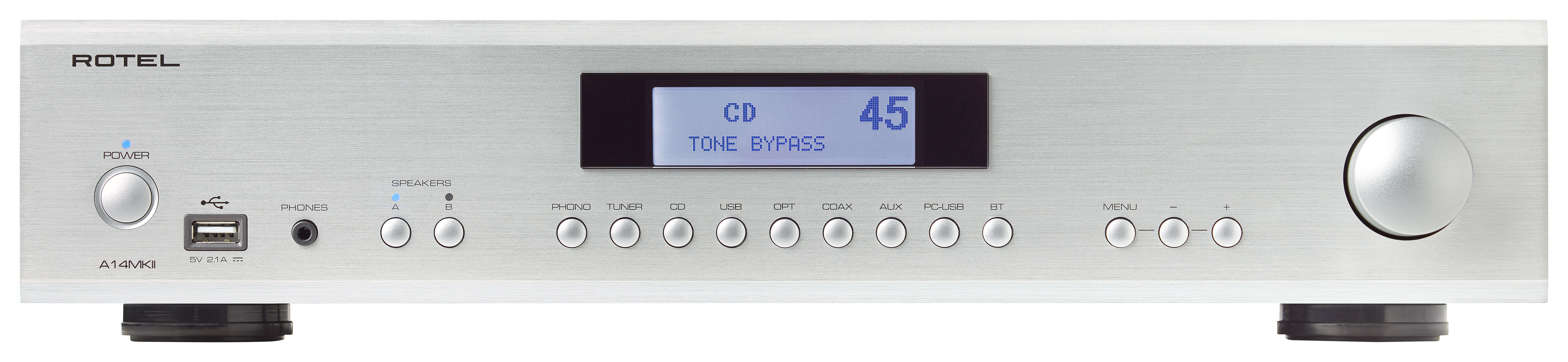 Rotel A14MKII in Silber Vorderseite