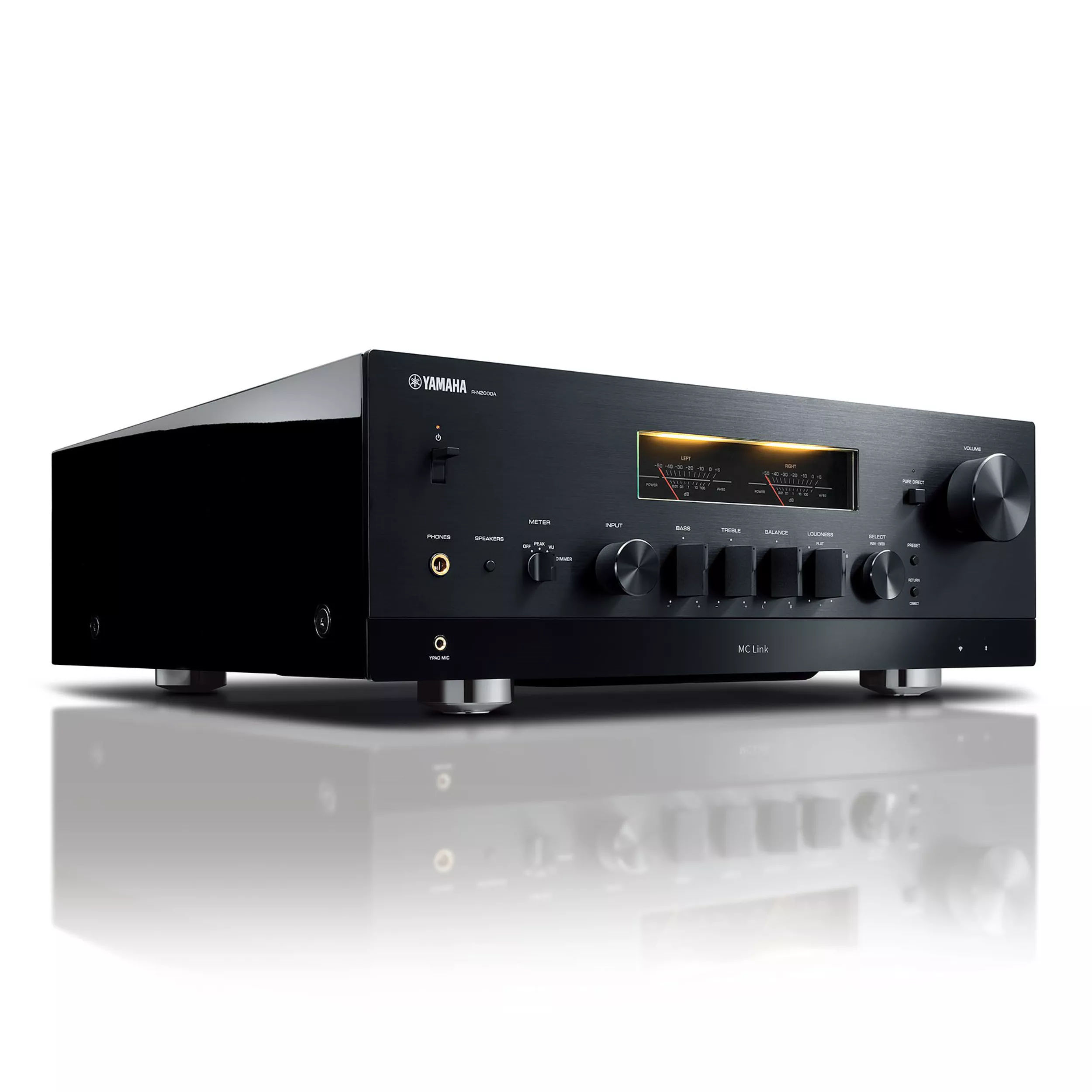 Yamaha Stereoreceiver R-N2000A schwarz Vorderseite gedreht Yamaha Stereoreceiver R-N2000A schwarz Vorderseite gedreht