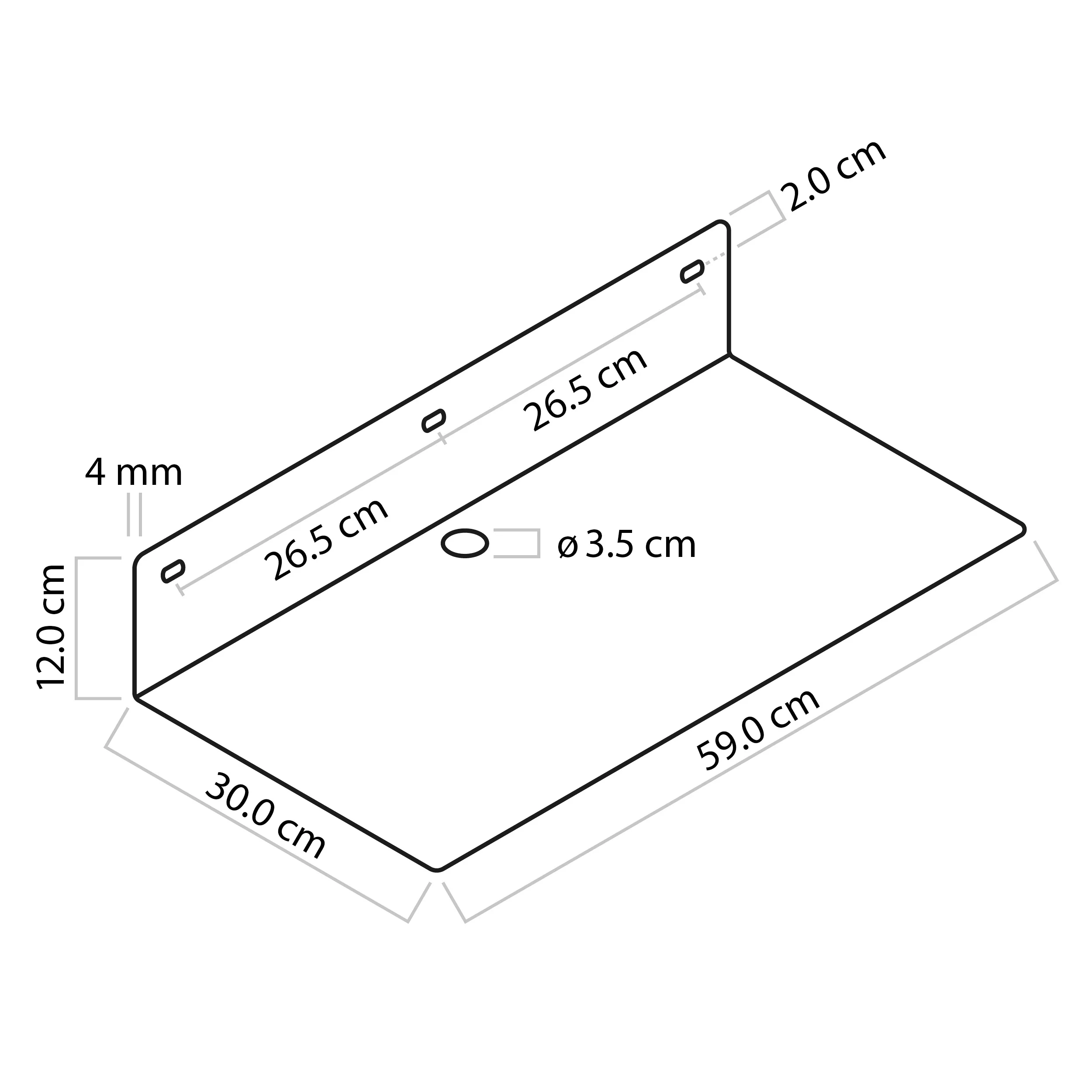 nuZeo 6c wall shelf Dimensions