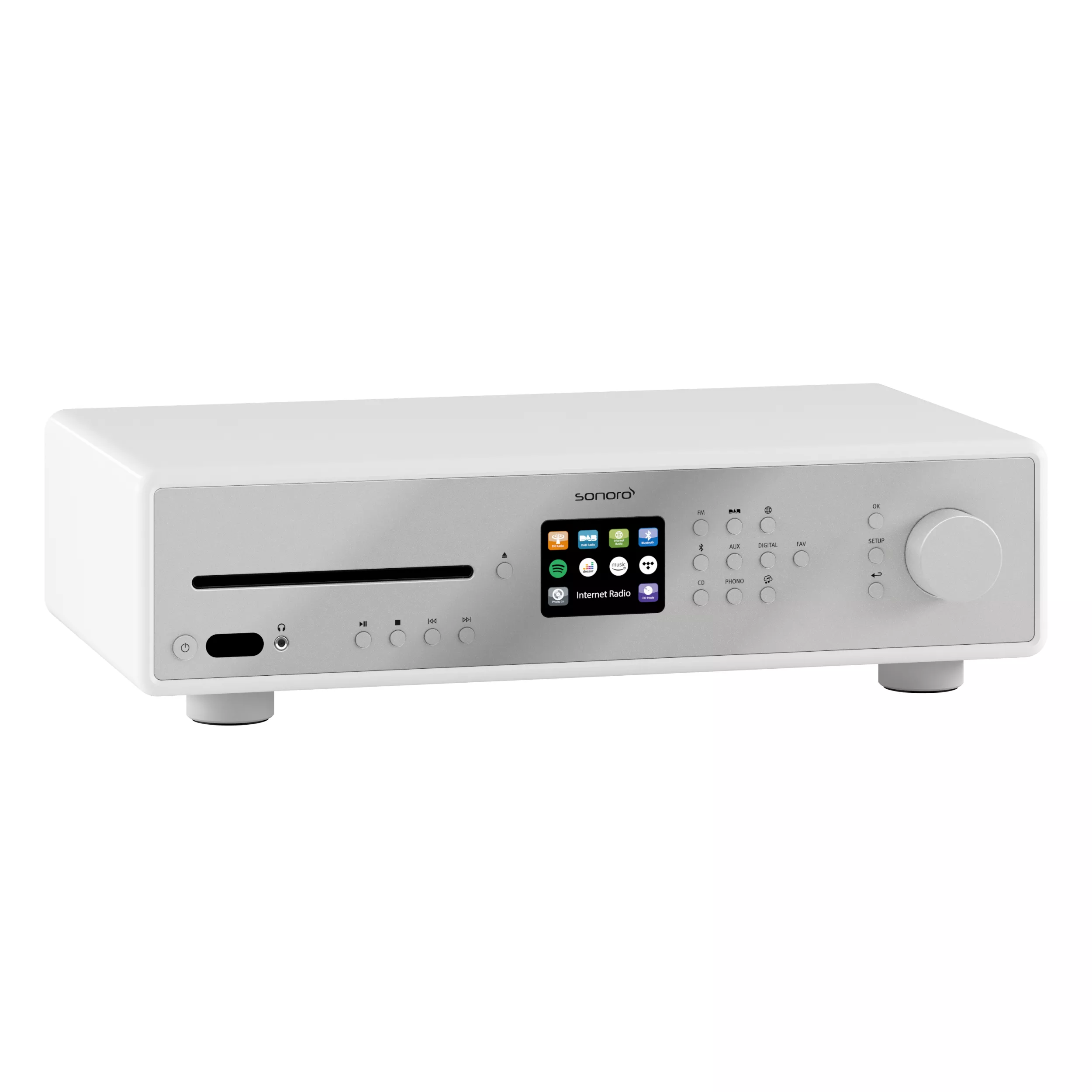 Sonoro Stereo Receiver Maestro in white front turned Sonoro Stereo Receiver Maestro in white front turned