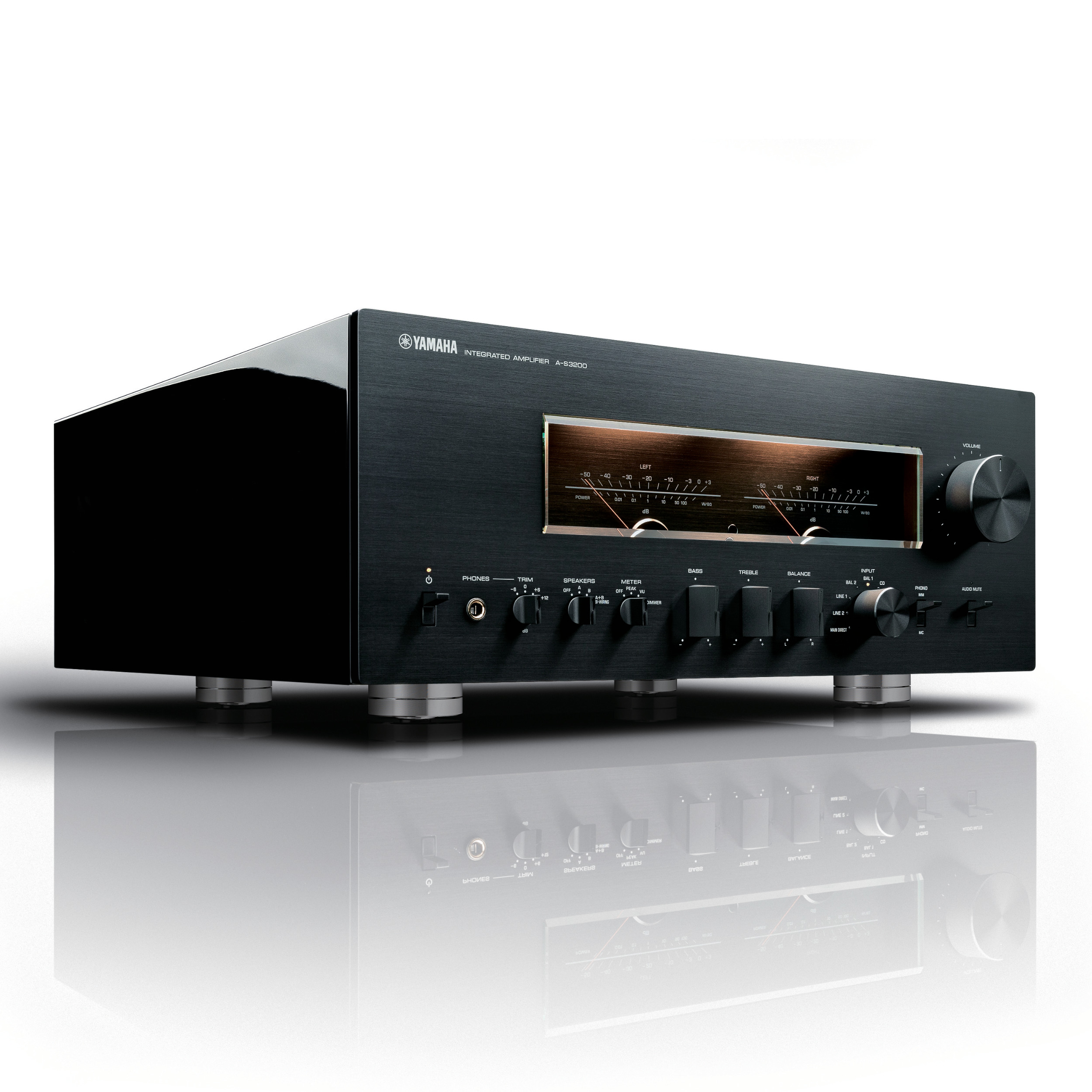 Yamaha Stereo Verstärker A-S3200 schwarz Vorderseite gedreht Yamaha Stereo Verstärker A-S3200 schwarz Vorderseite gedreht