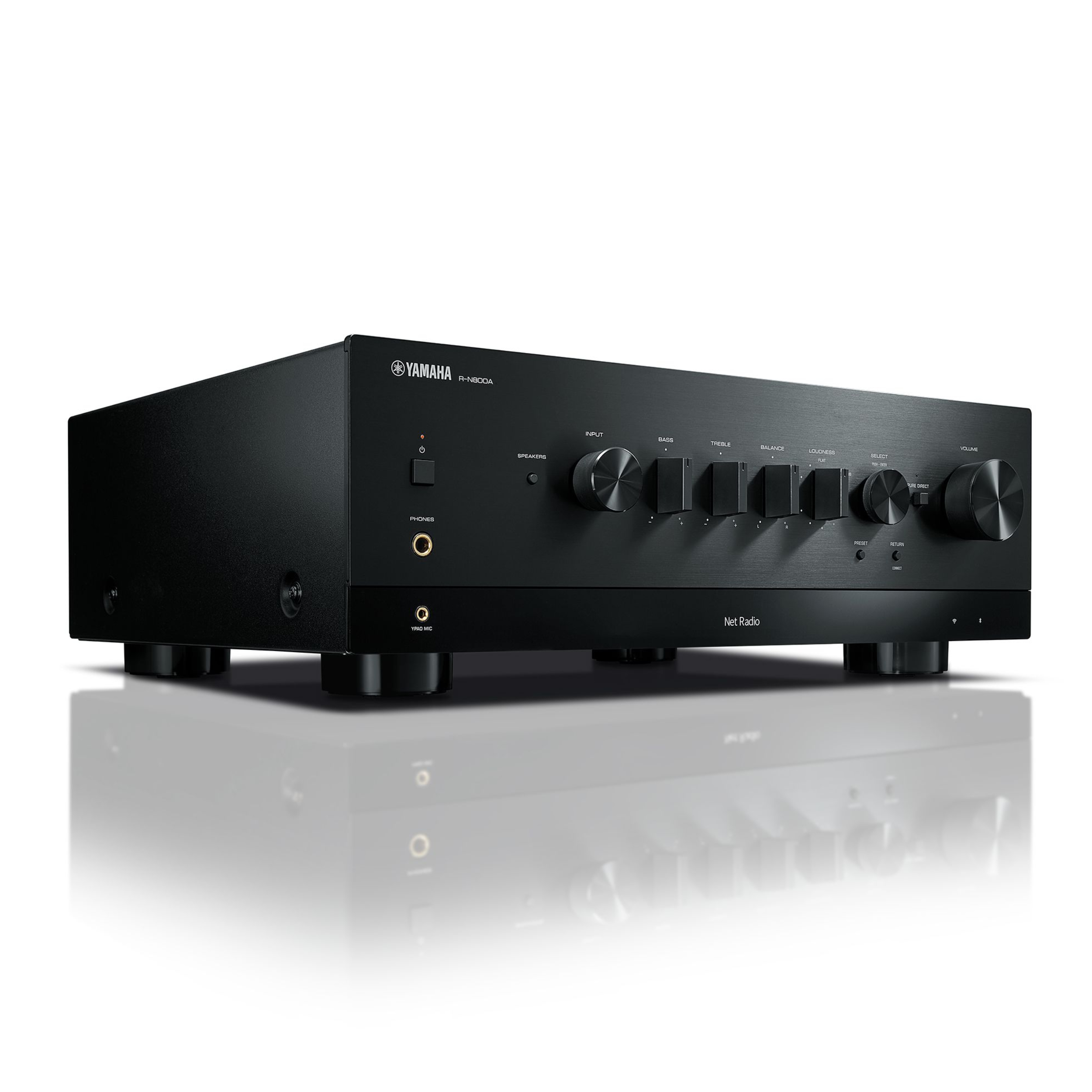 Yamaha Stereoreceiver R-N800A schwarz Vorderseite gedreht Yamaha Stereoreceiver R-N800A schwarz Vorderseite gedreht