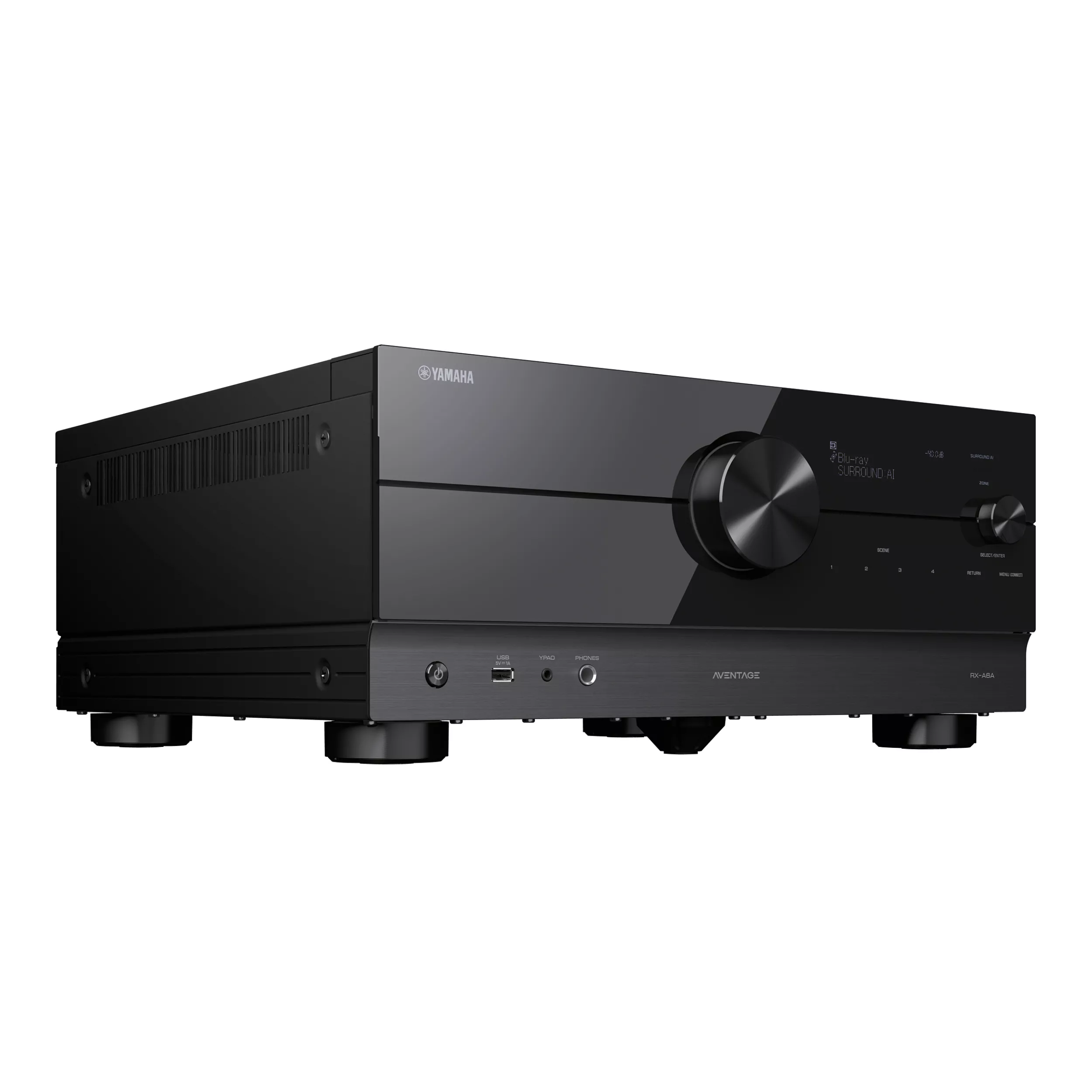 Yamaha AV Receiver RX-A6A schwarz Vorderseite gedreht