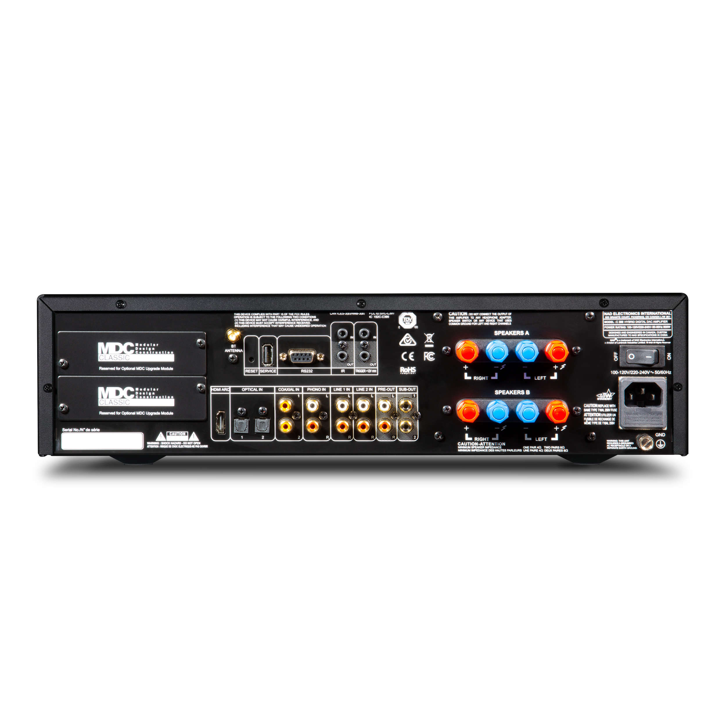 NAD C399 stereo integrated amplifier rear panel NAD C399 stereo integrated amplifier rear panel