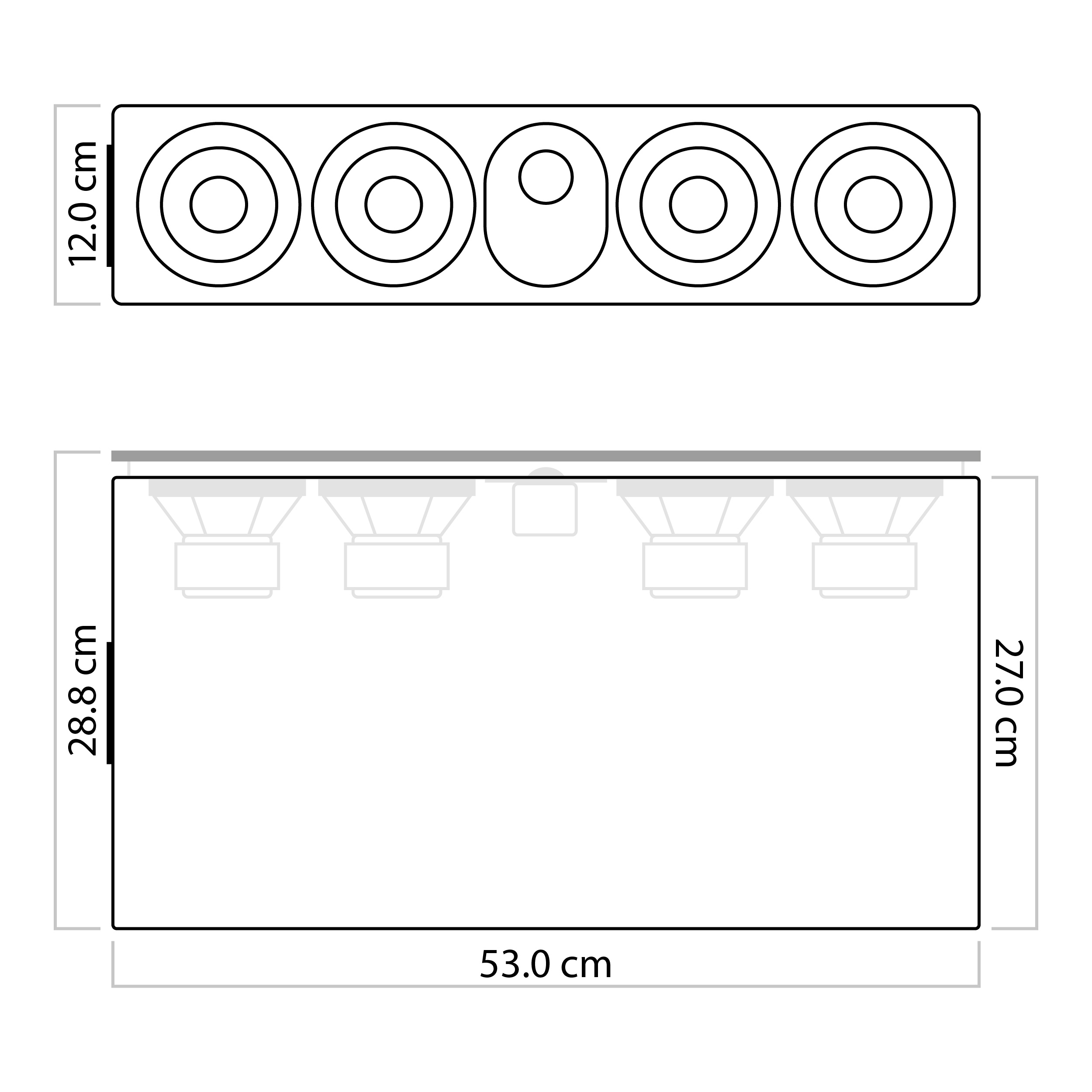 nuLine CS 64 dimensions Technical drawing of the nuLine CS 64 with dimensions (53.0 × 28,8 × 12,0 cm)